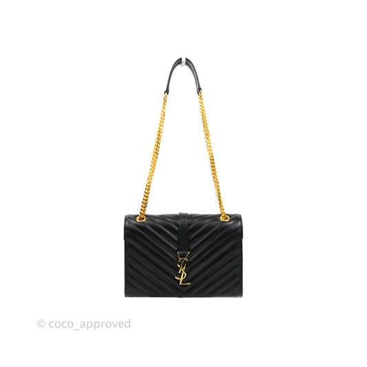 Saint Laurent Envelope Medium Black Caviar Gold Hardware