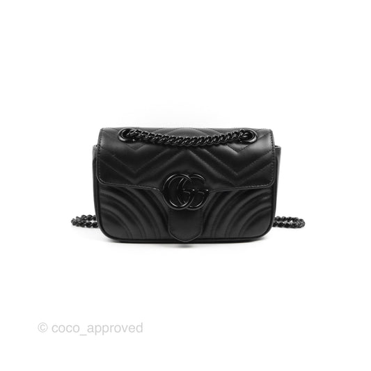 Gucci Mini Chevron GG Marmont Matelassé Bag So Black Calfskin
