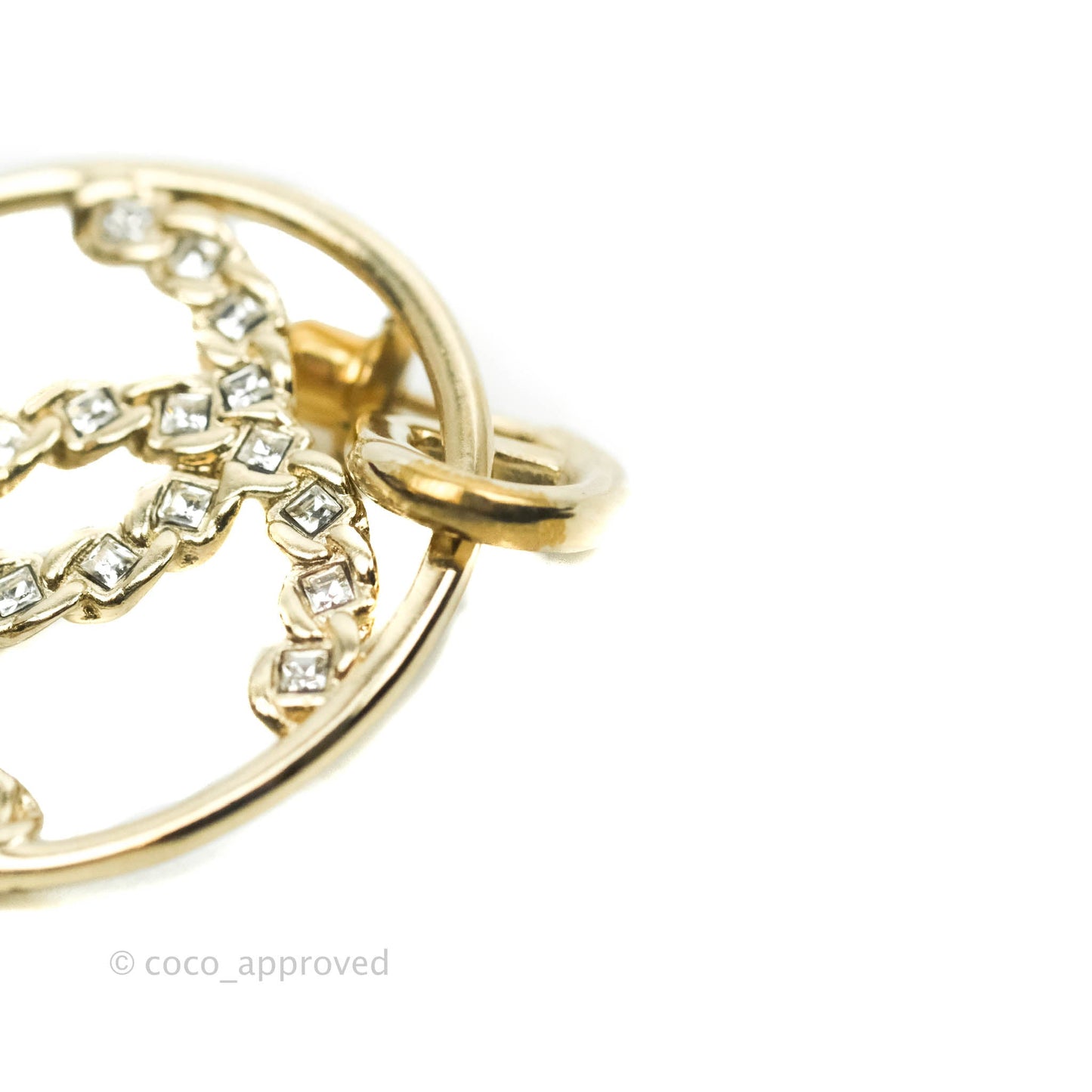 Chanel Crystal CC Hoop Drop Earrings 19P