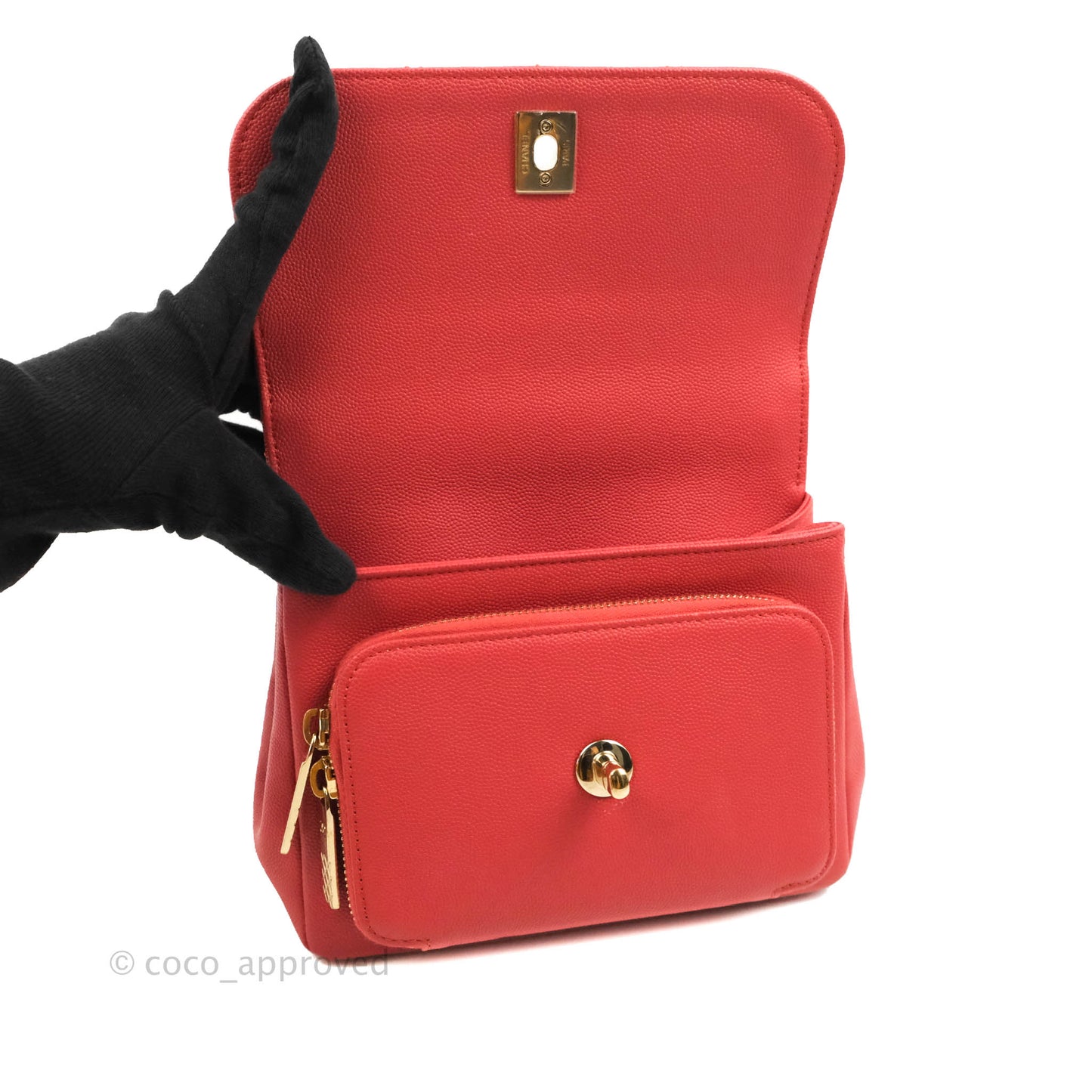 Chanel Quilted Small Business Affinity Flap Red Caviar Gold Hardware