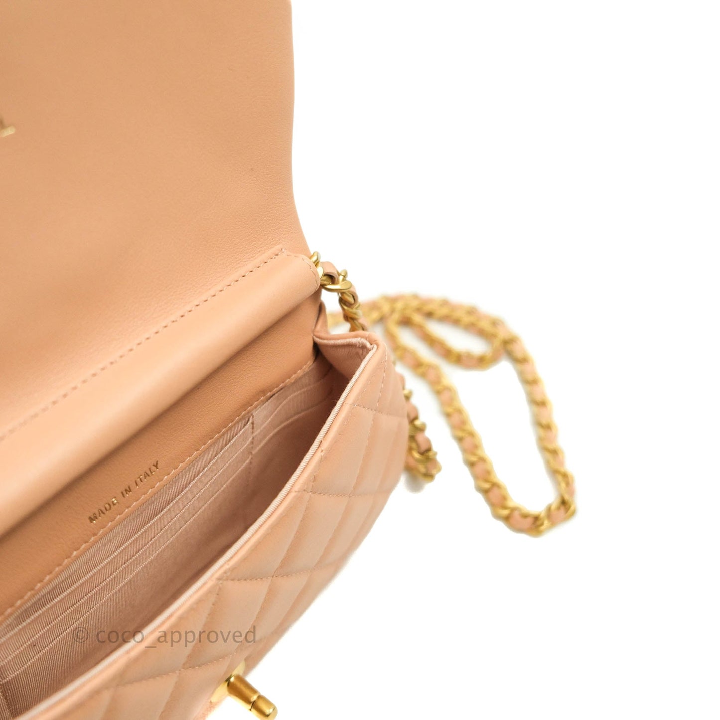 Chanel Clutch with Chain Beige Calfskin Aged Gold Hardware 21B