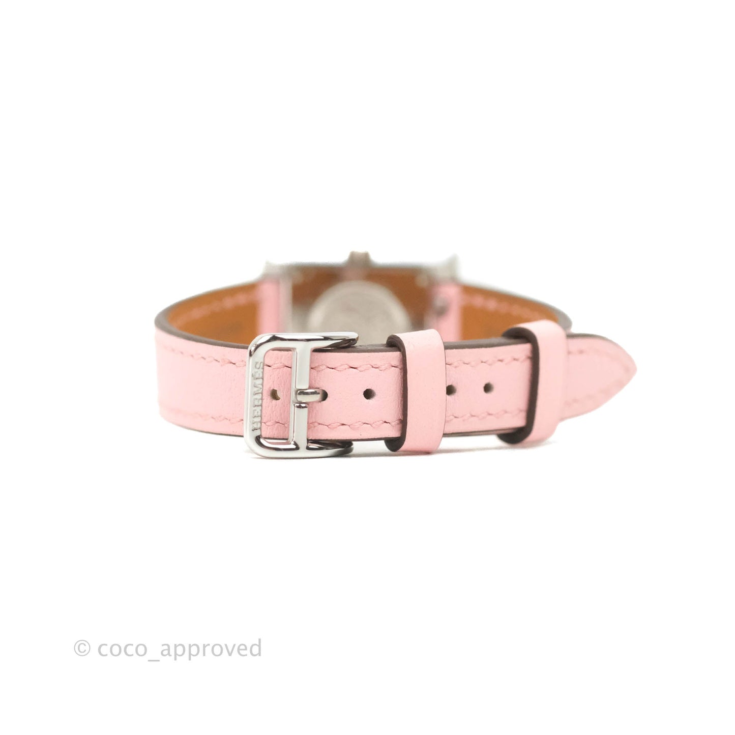 Hermes Heure H Watch Rose Sakura Swift Calfskin Silver Hardware
