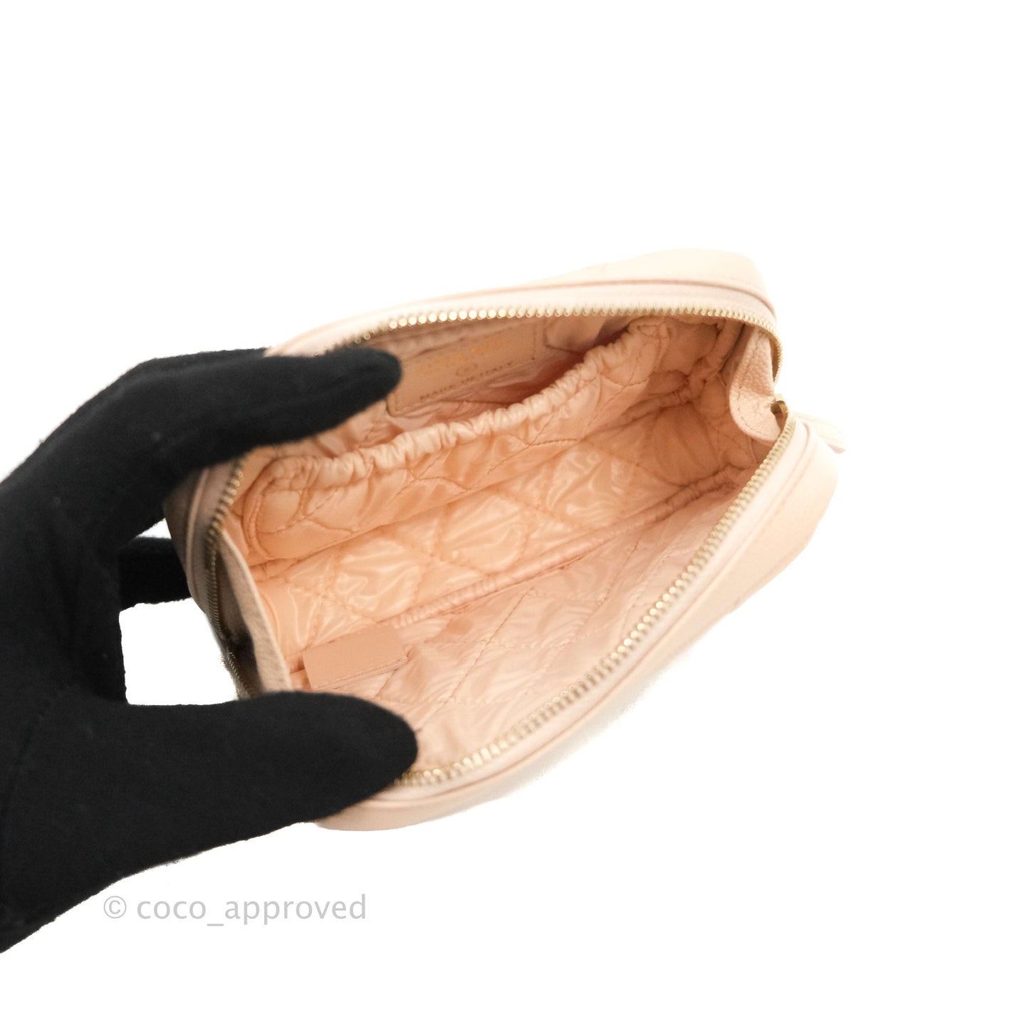 Chanel Small Classic Pouch Light Beige Caviar Gold Hardware