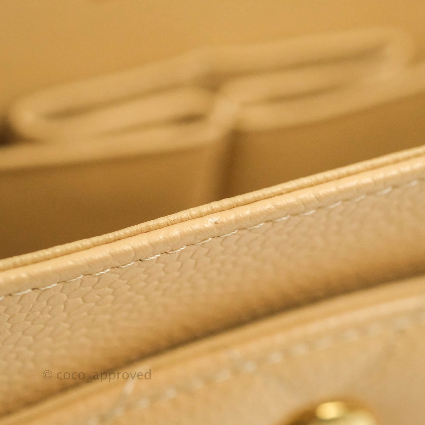 Chanel Classic M/L Medium Flap Quilted Beige Caviar Gold Hardware