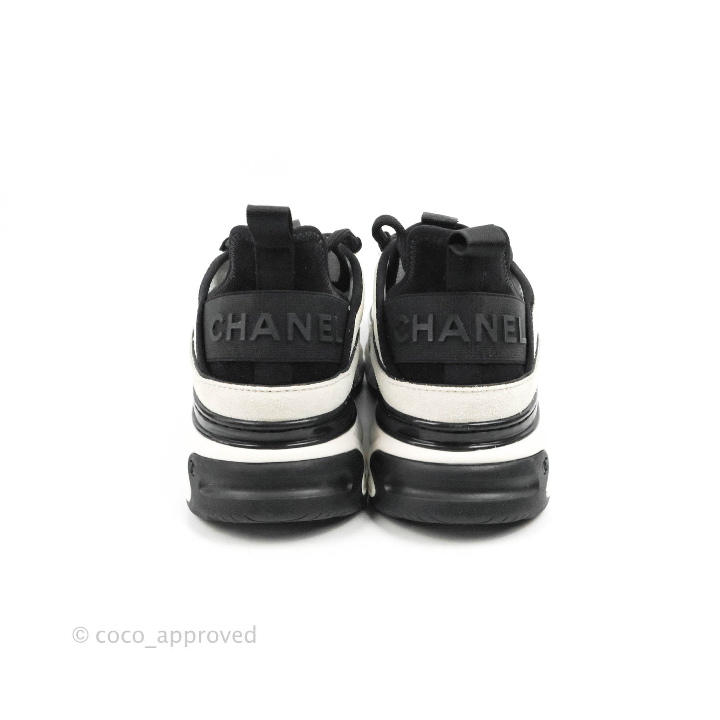Chanel Black White Sneakers Size 36.5