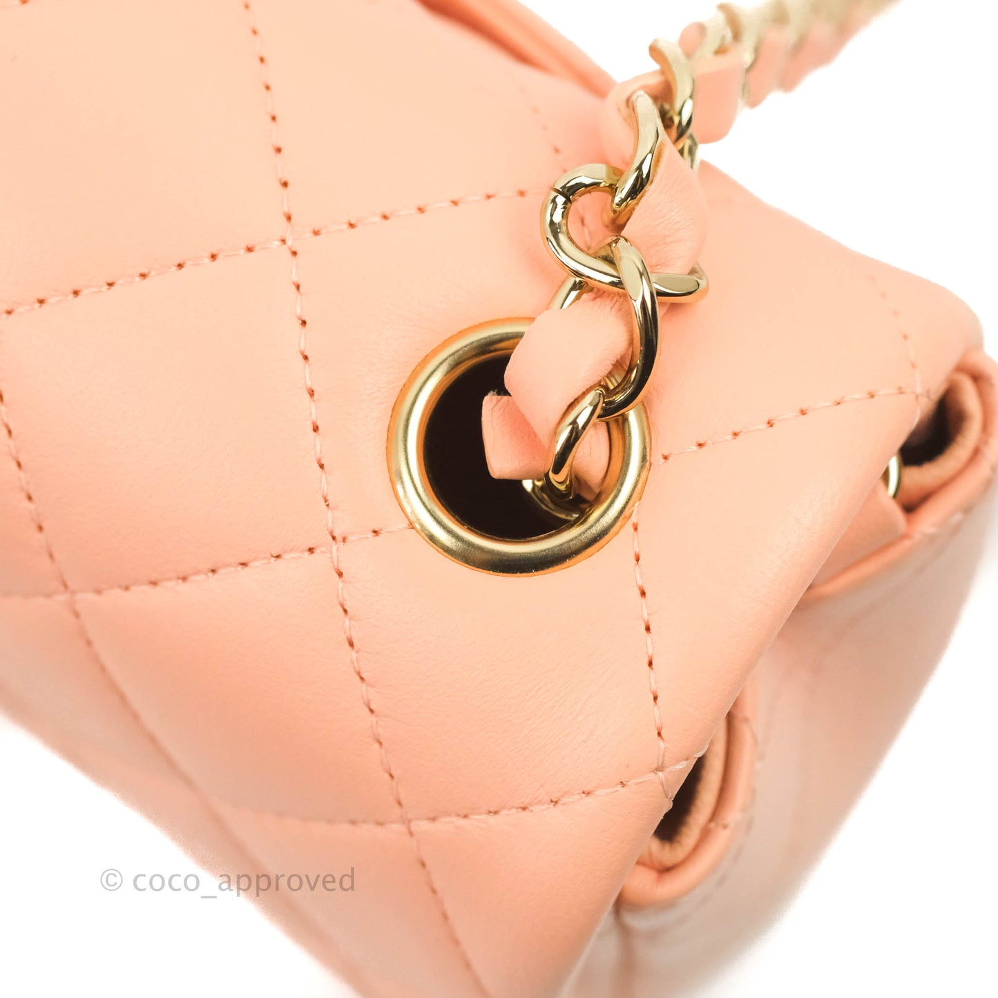Chanel Quilted Mini Rectangular Flap Orange Clair Lambskin Gold Hardware