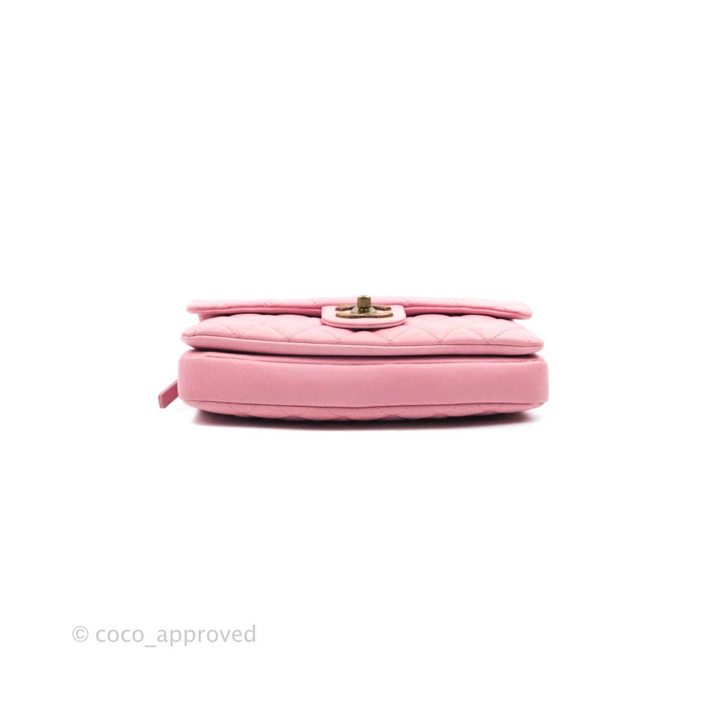 Chanel CC Crown Flap Pink Calfskin Antique Gold Hardware