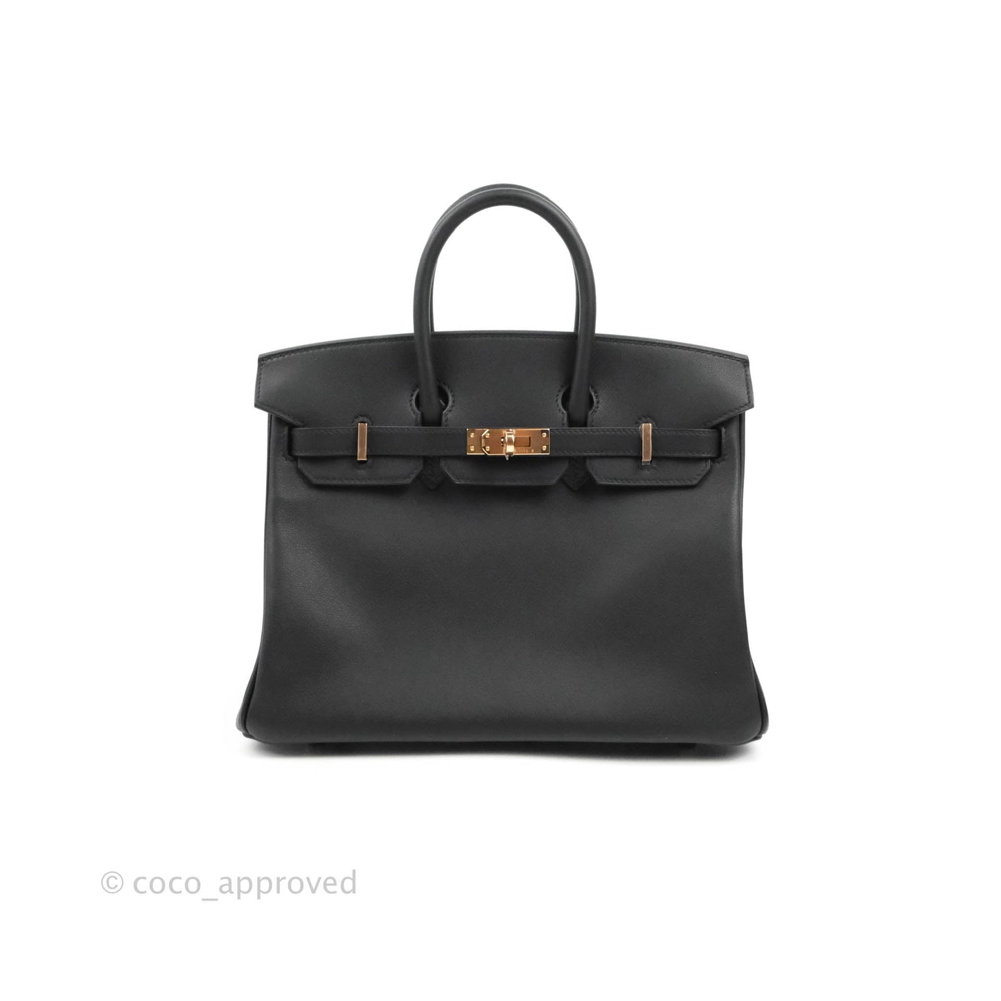 Hermes Birkin 25 Black Swift Rose Gold Hardware