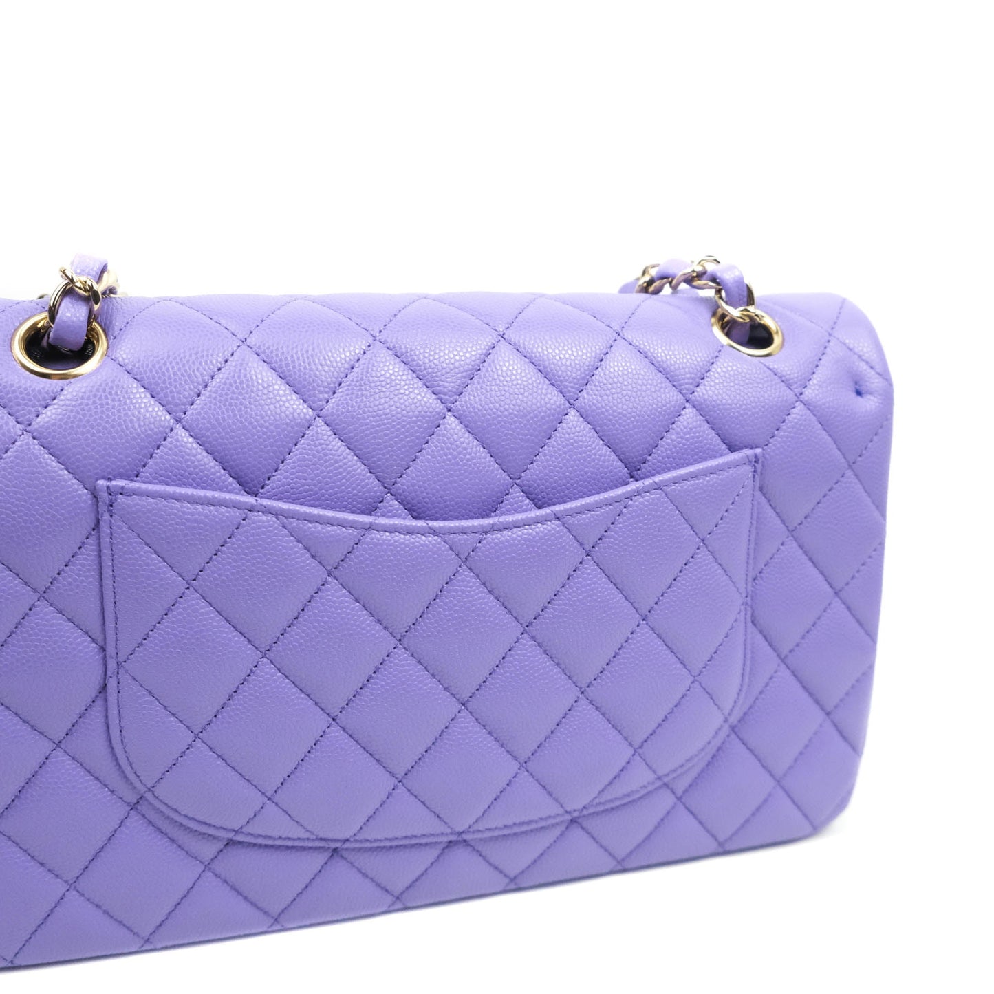 Chanel Classic M/L Medium Double Flap Purple Caviar Gold Hardware 20S