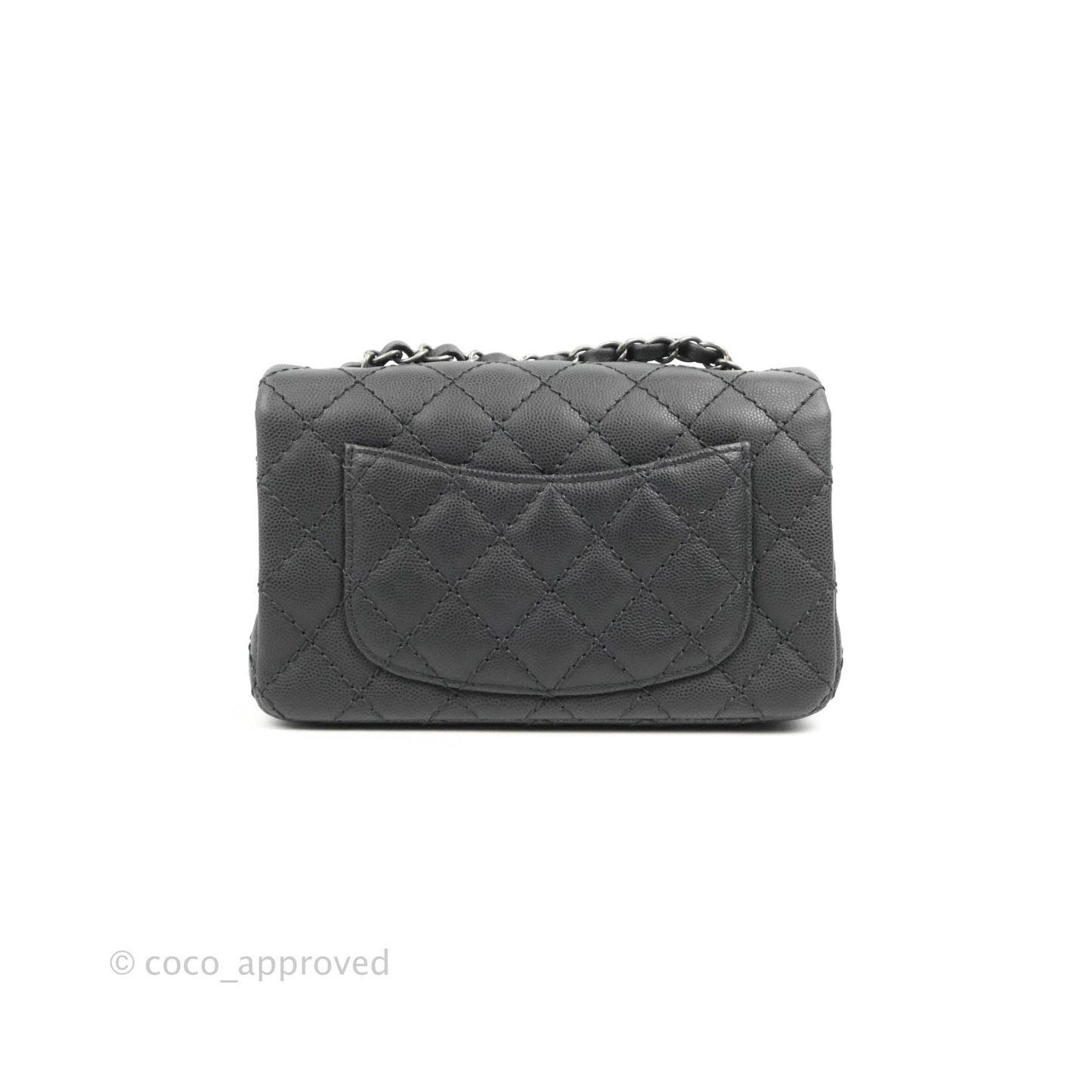 Chanel Quilted Mini Rectangular Dark Grey Caviar Ruthenium Hardware