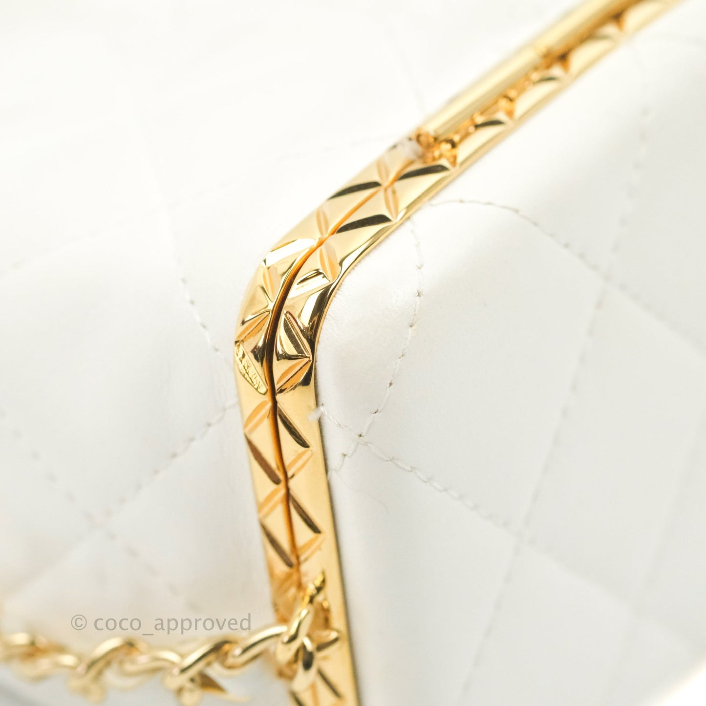 Chanel Quilted Small Drawstring Bucket Bag White Calfskin Gold Hardware