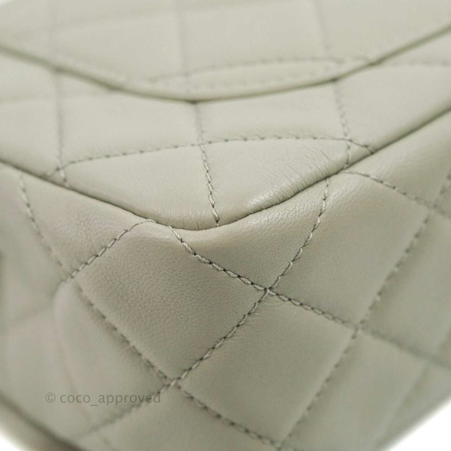 Chanel Mini Rectangular Pearl Crush Quilted Grey Lambskin Aged Gold Hardware 22C
