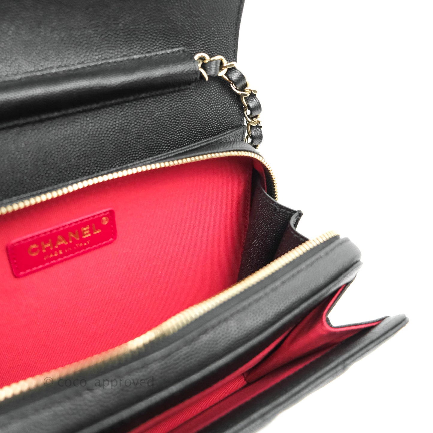 Chanel Quilted Like The Wallet Medium Flap Black Caviar Gold Hardware 22C