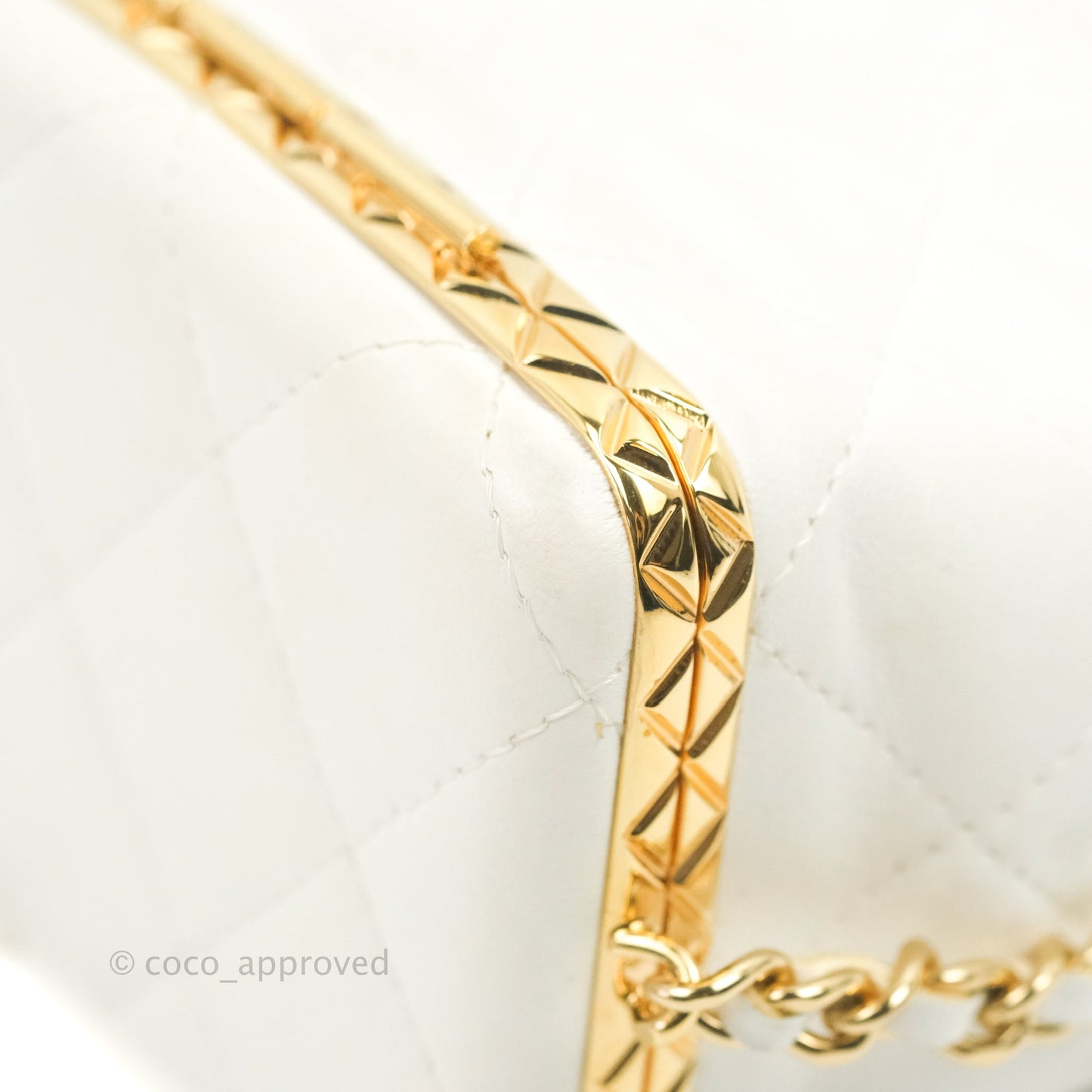 Chanel Quilted Small Drawstring Bucket Bag White Calfskin Gold Hardware