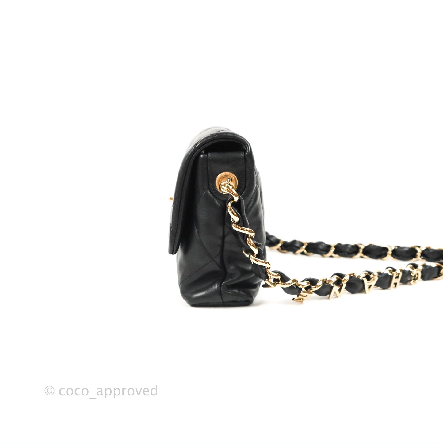 Chanel Small Logo Chain Flap Black Lambskin Gold Hardware