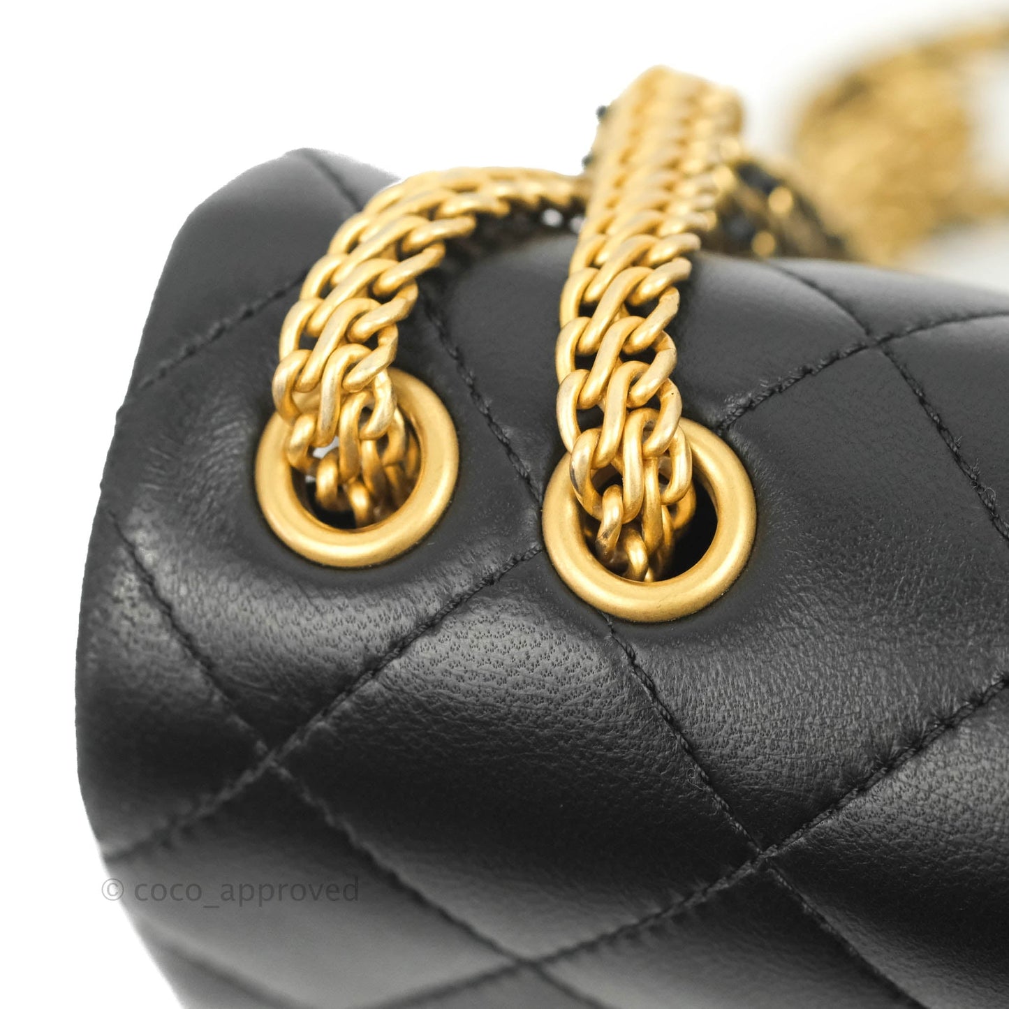 Chanel Large Flap Bag With Woven CC Logo Black Lambskin Gold Hardware 22C