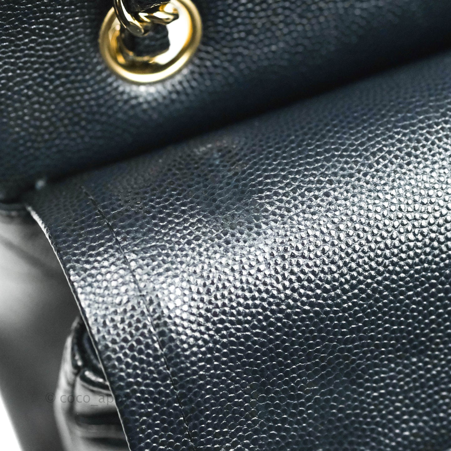 Chanel Small Classic Quilted Flap Very Dark Navy Caviar Gold Hardware