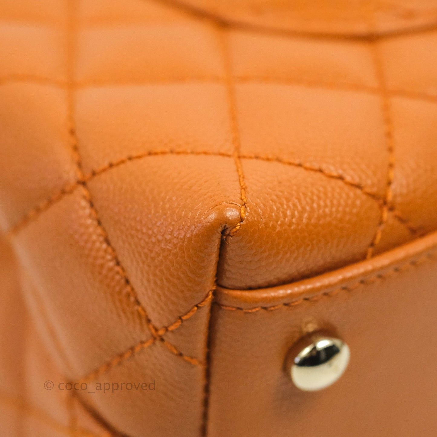 Chanel Small Coco Handle Quilted Caramel Caviar Gold Hardware 21A