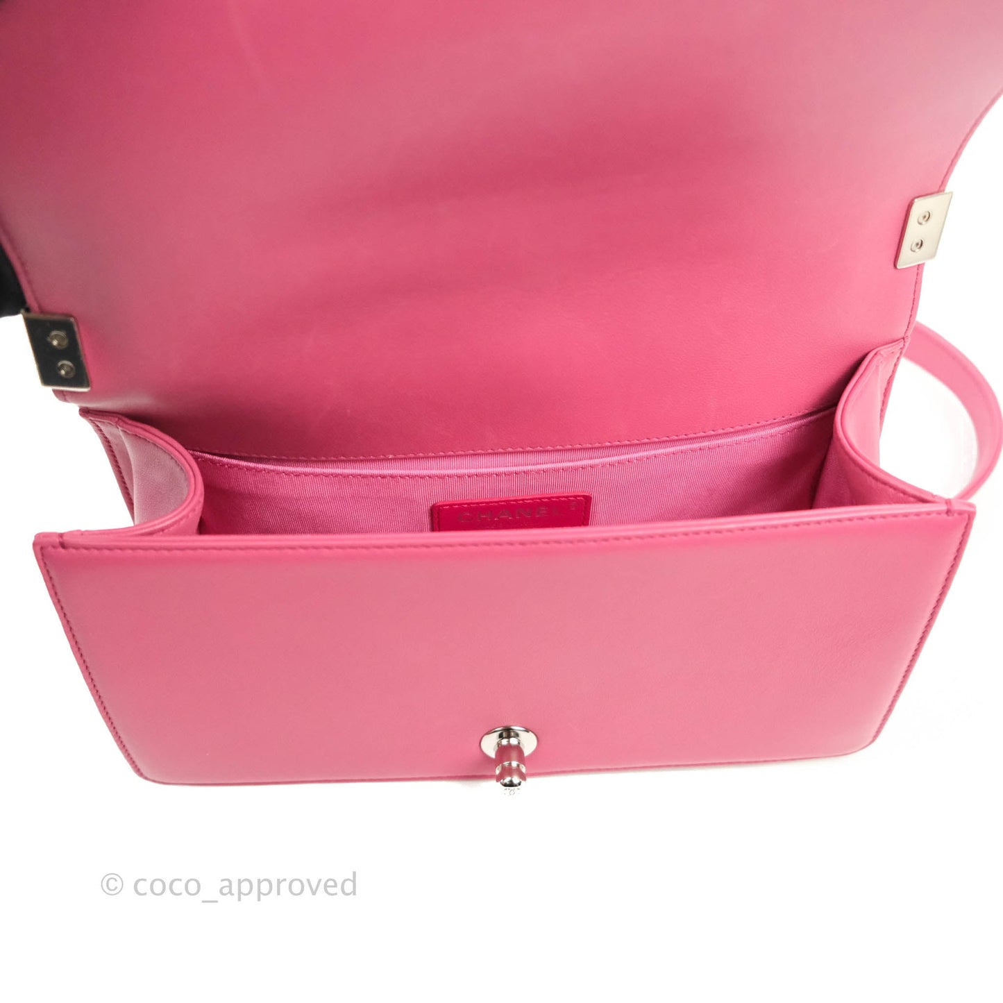 Chanel Quilted Medium Boy Dark Pink Calfskin Silver Hardware