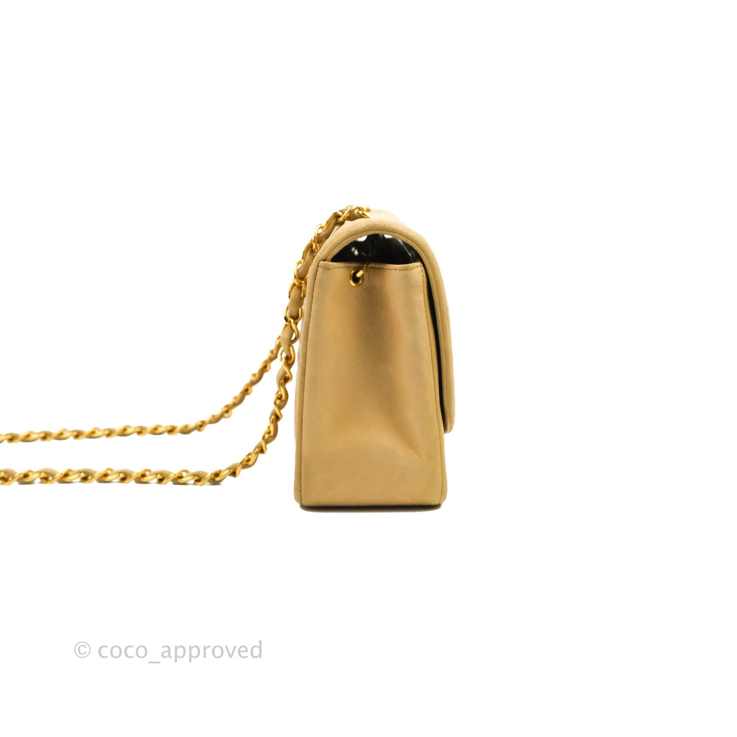 Chanel Vintage Small Quilted Classic Diana Flap Bag Beige Lambskin 24K Gold Hardware