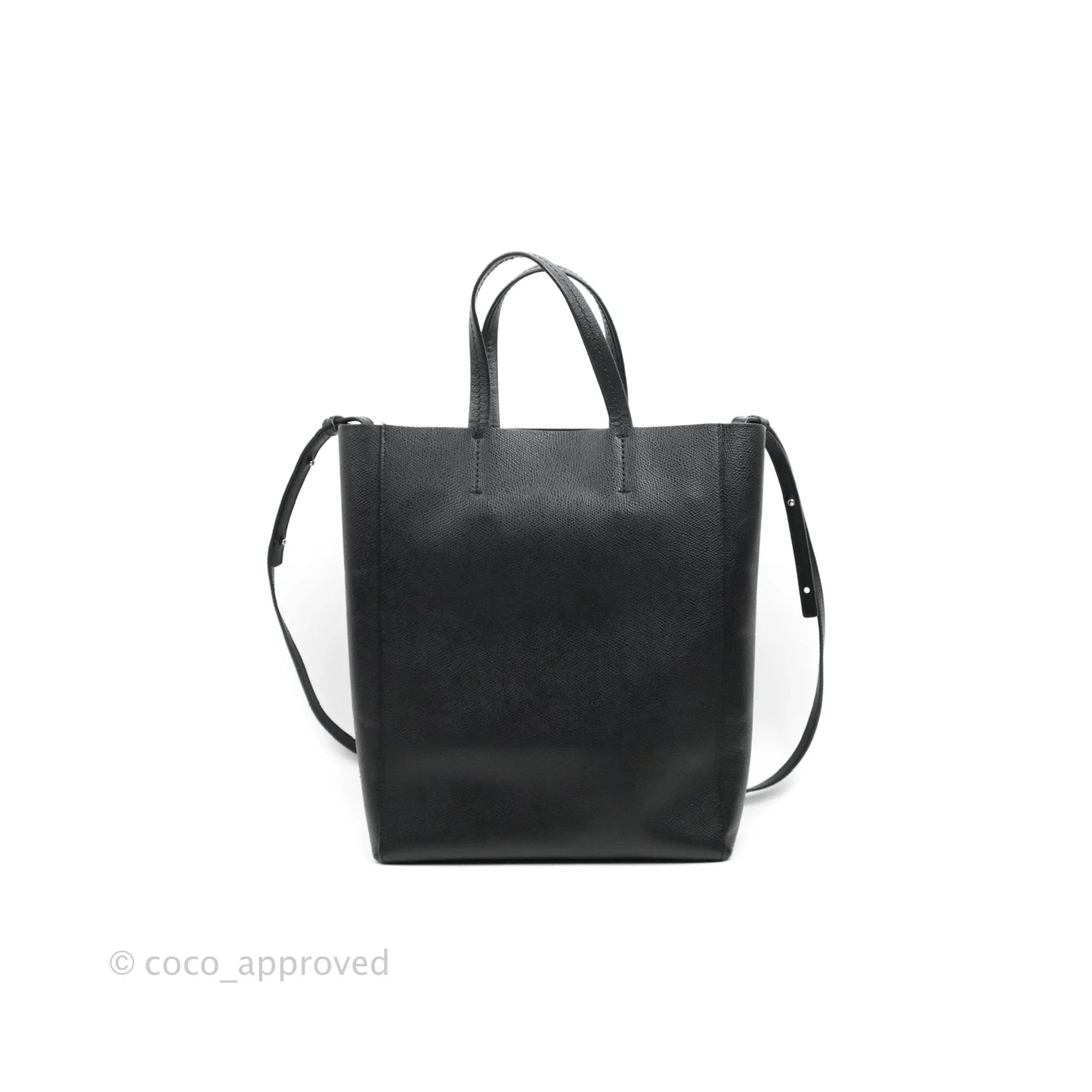 Celine Small Vertical Cabas Tote Black Grained Calfskin Silver Hardware
