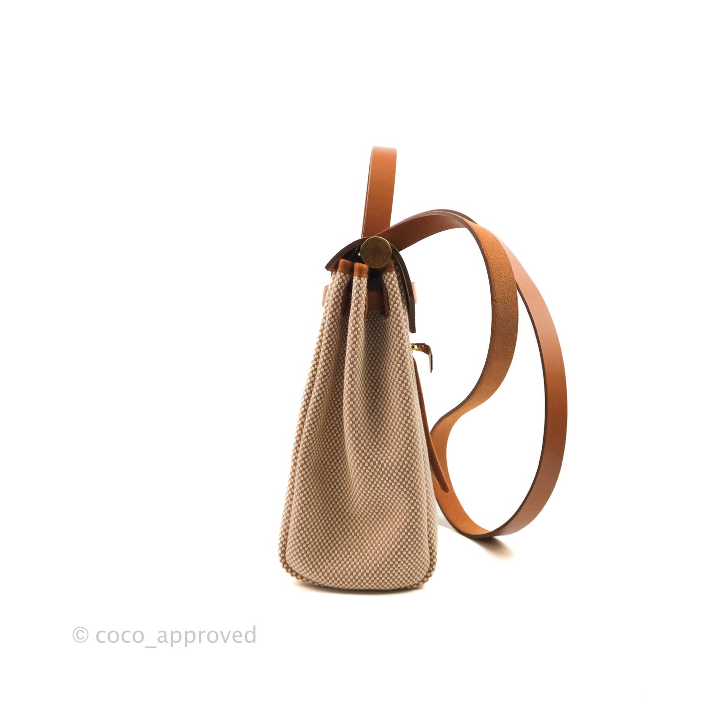 Hermès Herbag Zip 31 Retourne Criss Viking Ecru-Beige/Fauve Canvas Gold Hardware