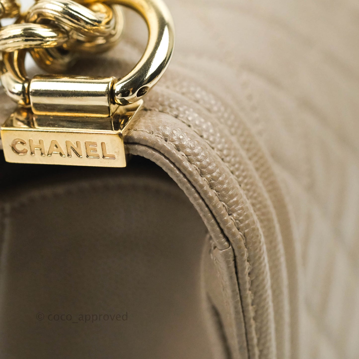 Chanel Quilted Medium Boy Grey Caviar Gold Hardware