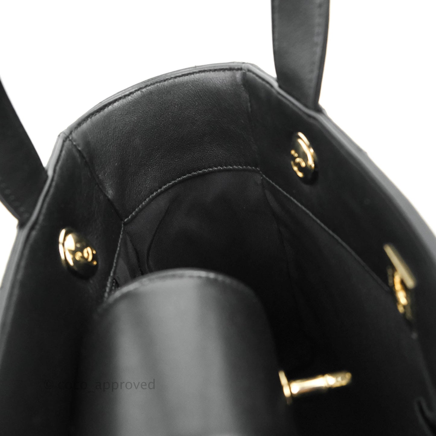 Chanel Small Chevron Tote Bag Black Calfskin Gold Hardware