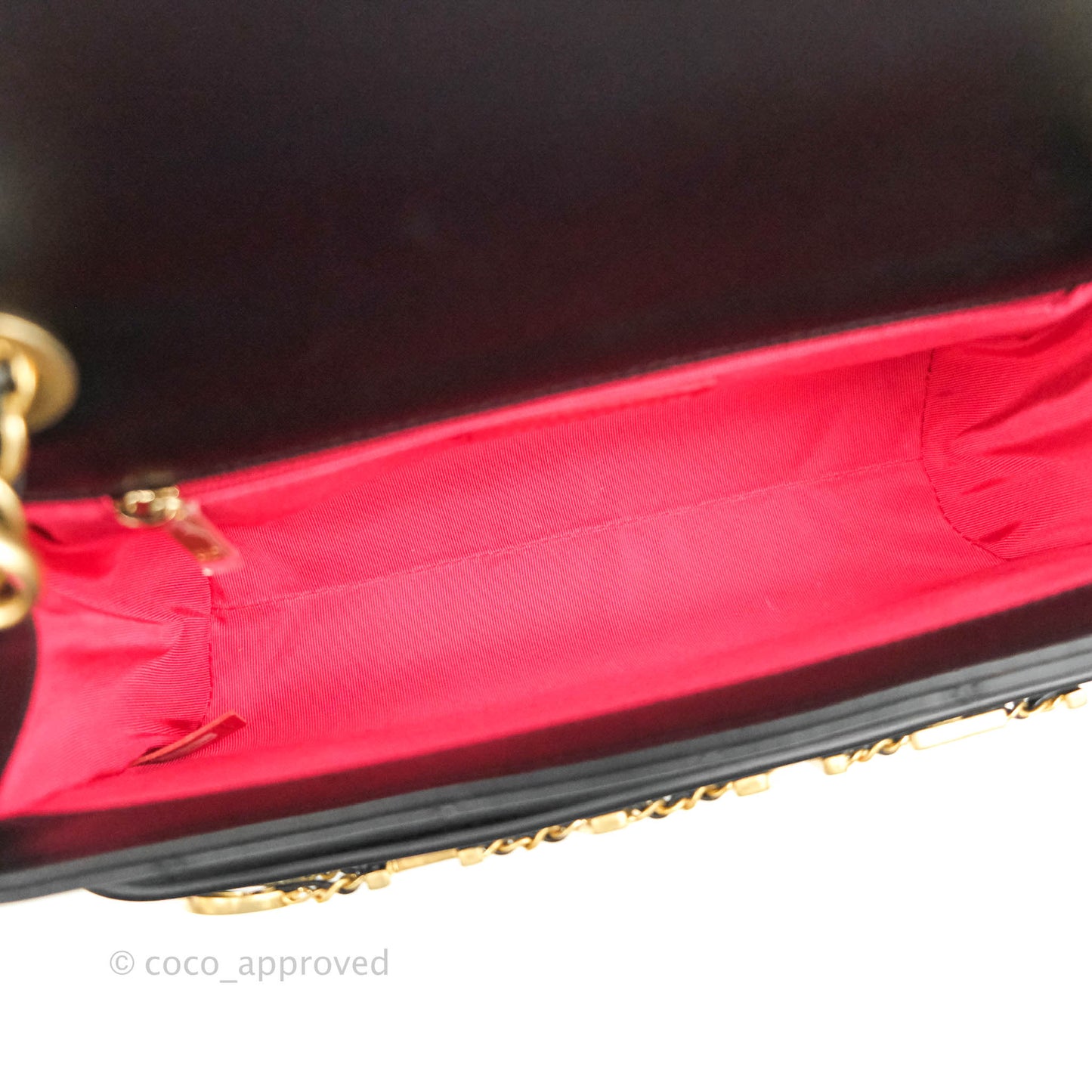 Chanel Logo Enchained Flap Bag Black Calfskin Gold Hardware
