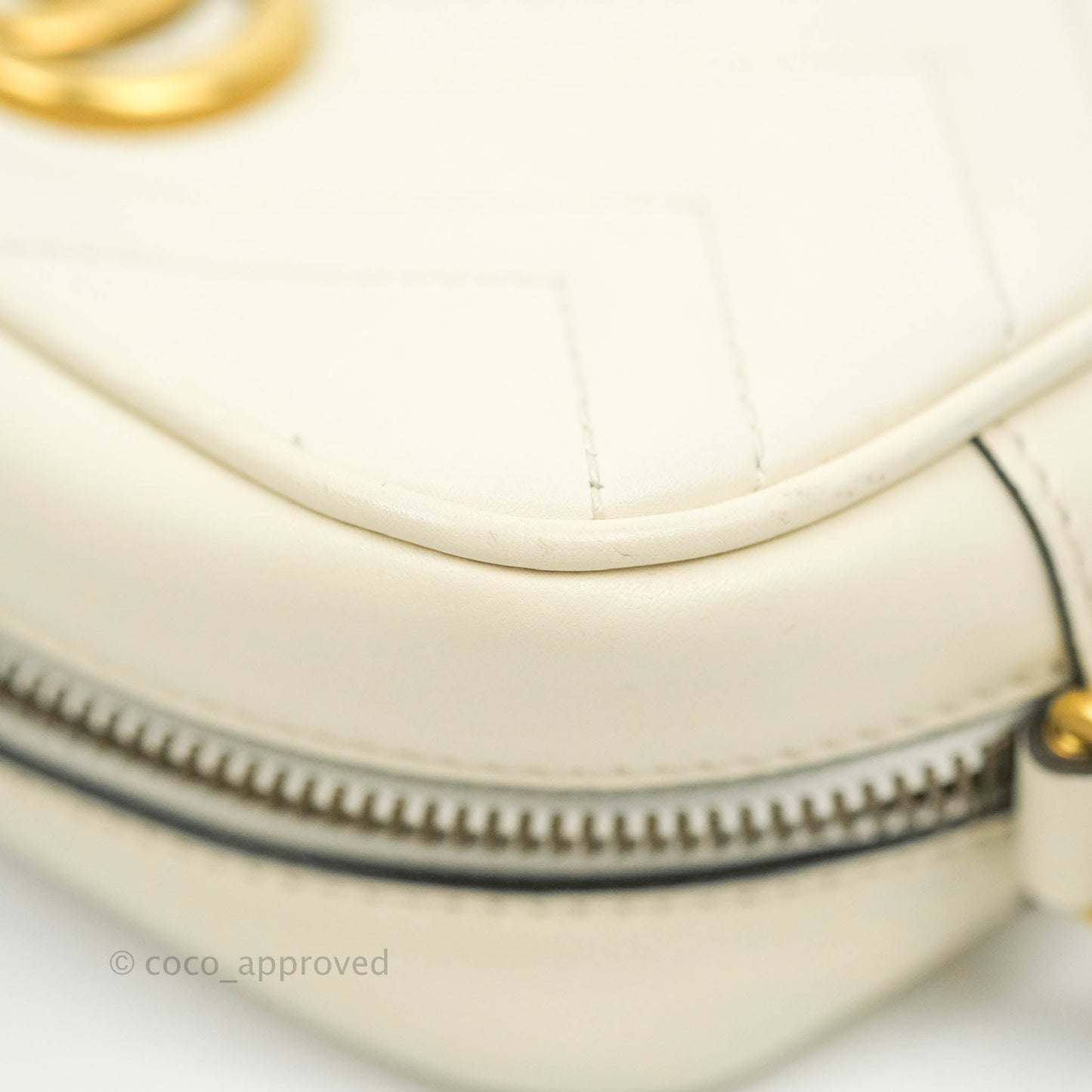 Gucci Mini Matelasse GG Marmont Camera Bag White Calfskin Gold Hardware