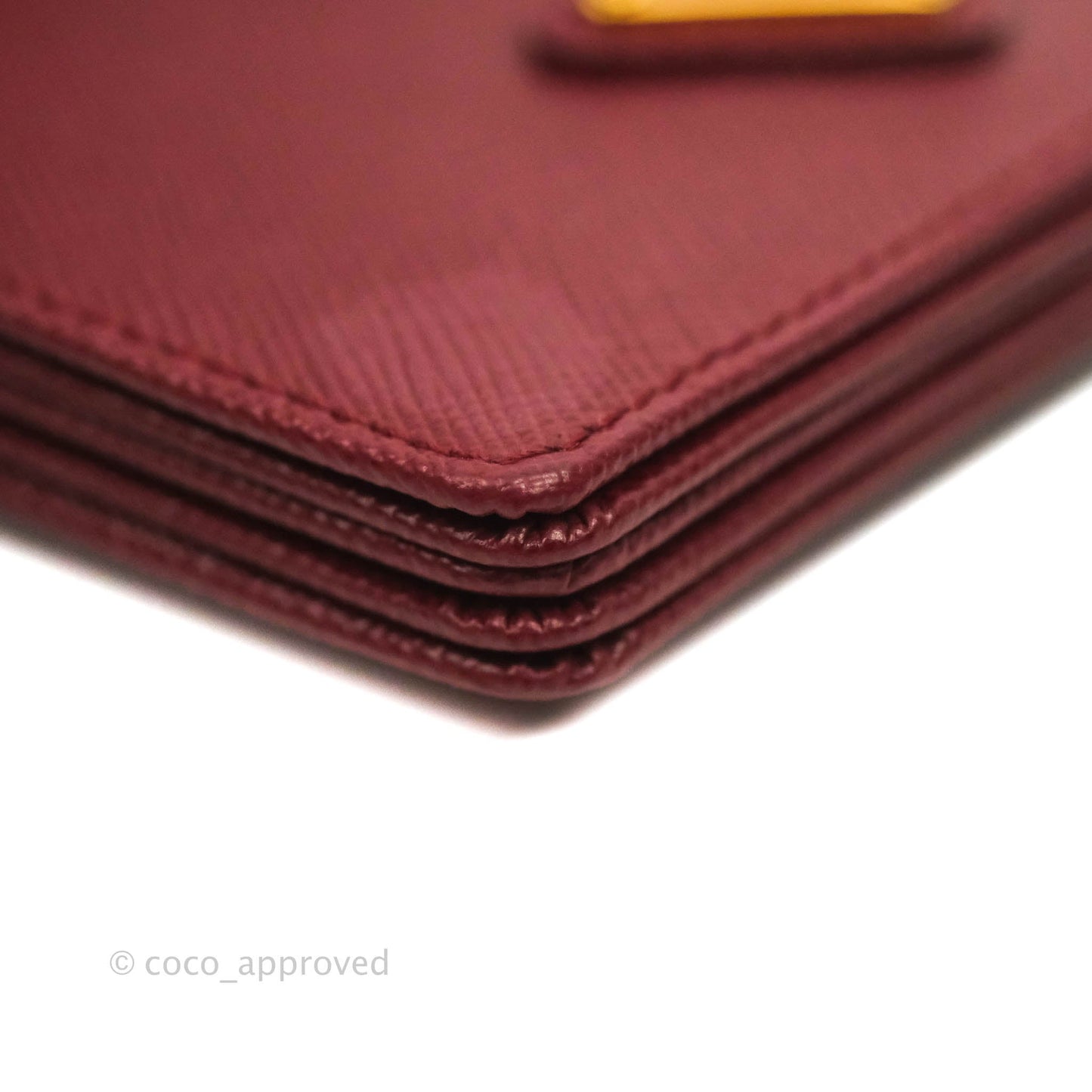 Prada Saffiano and Leather Card Holder Red Gold Hardware