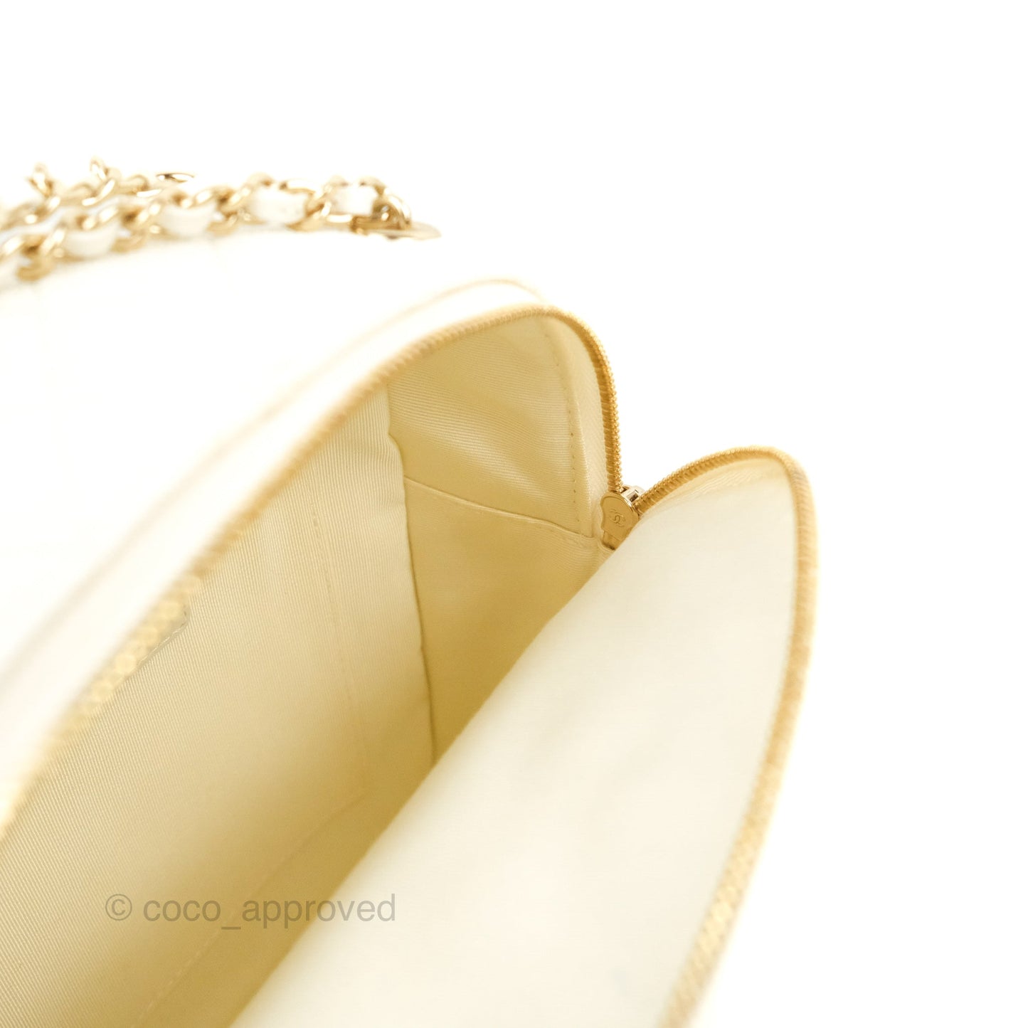 Chanel Quilted Small CC Day Backpack Ivory Caviar Gold Hardware