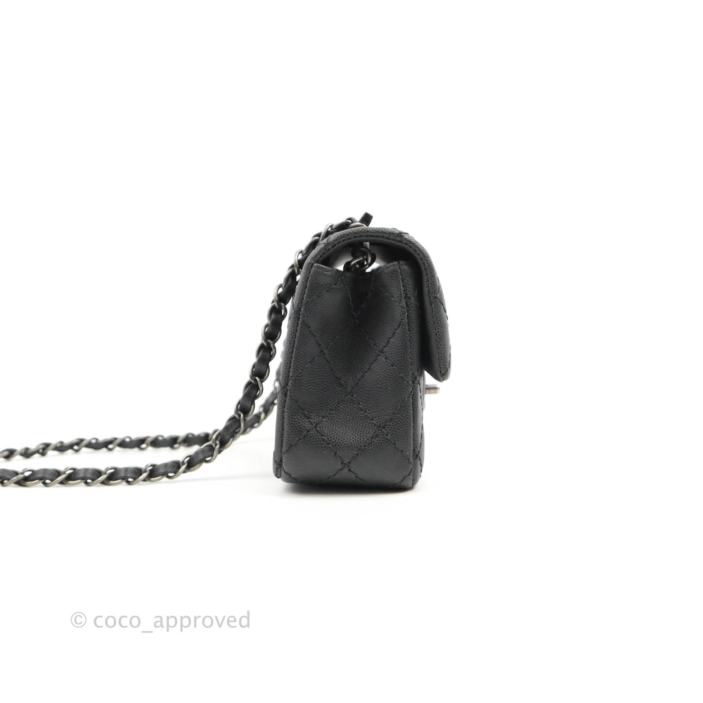 Chanel Quilted Mini Rectangular Dark Grey Caviar Ruthenium Hardware