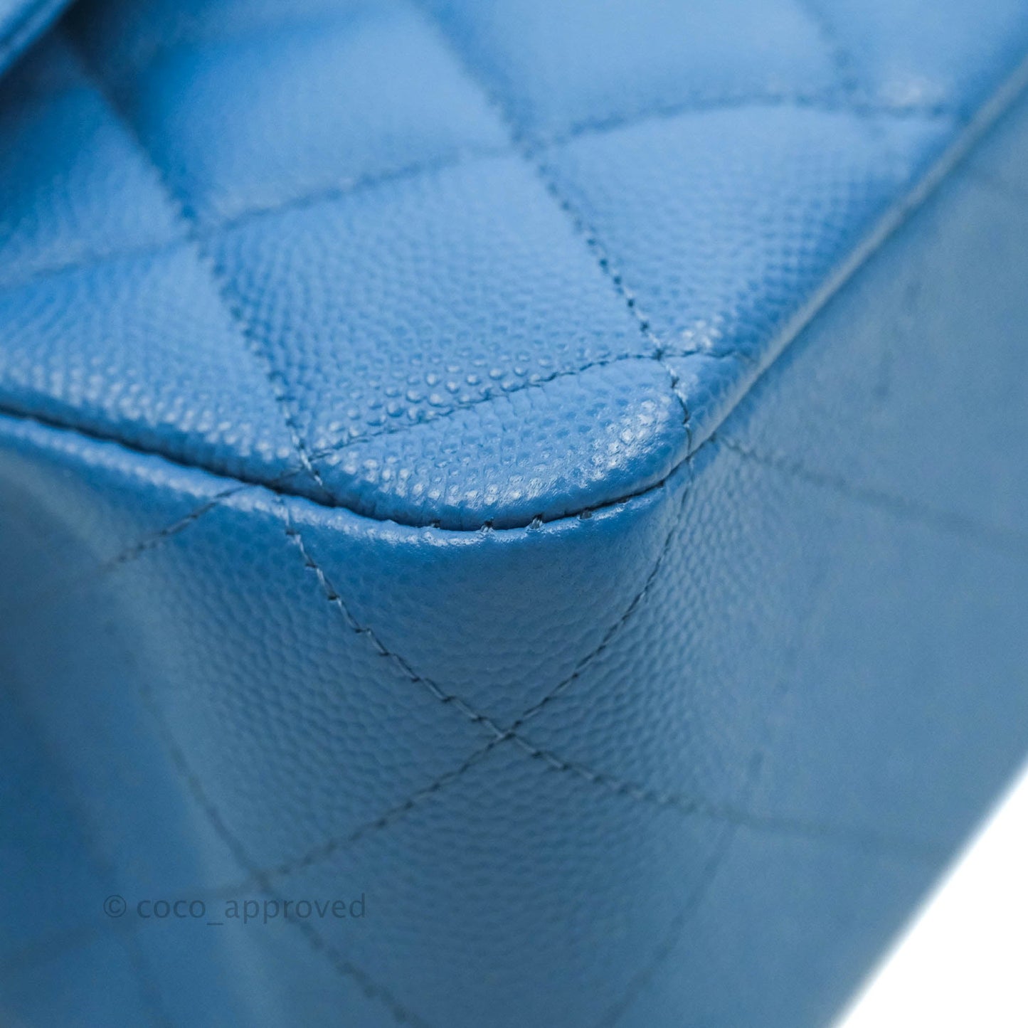 Chanel Classic M/L Medium Flap Quilted Blue Caviar Gold Hardware