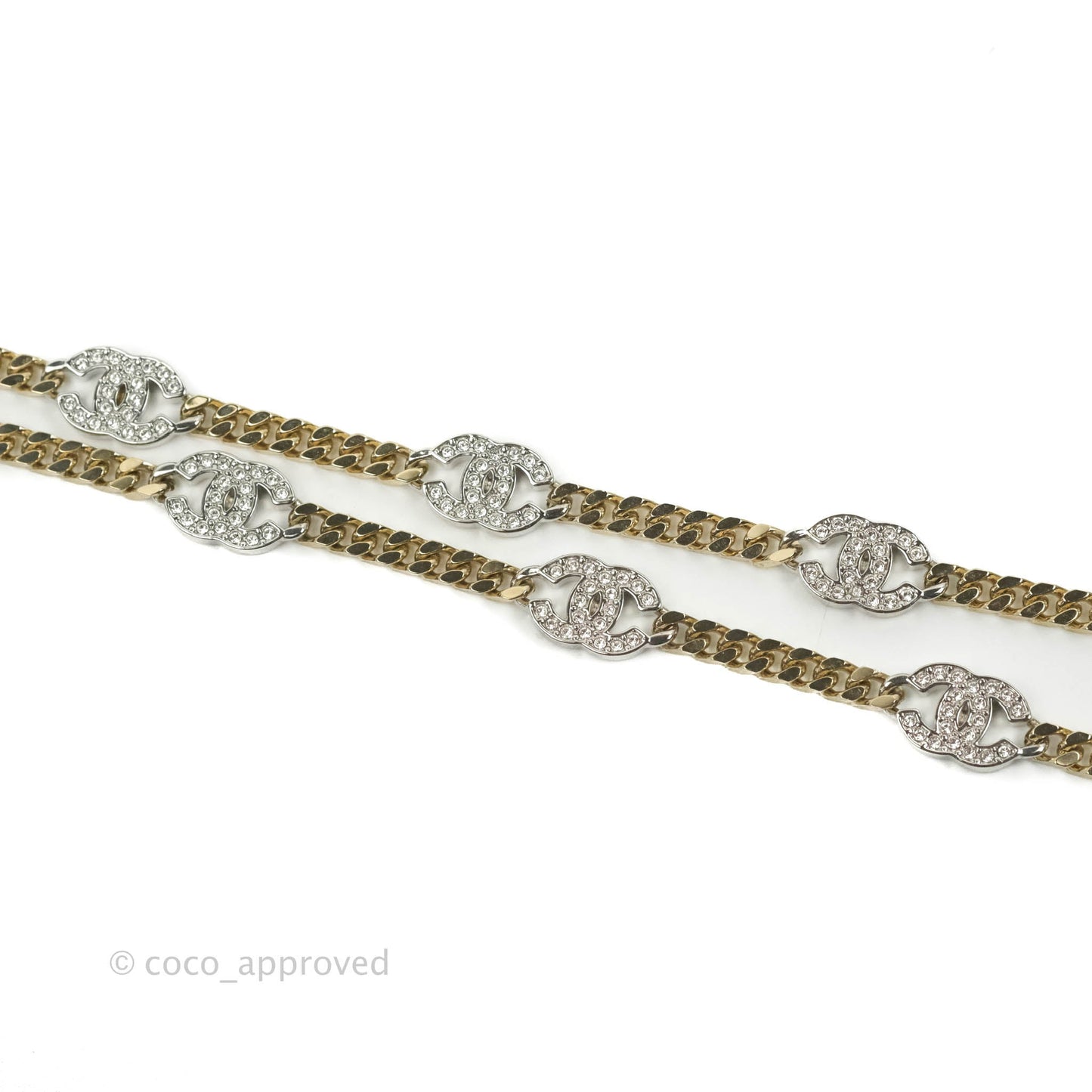 Chanel CC Crystal Chain Necklace Gold & Silver Tone 22V