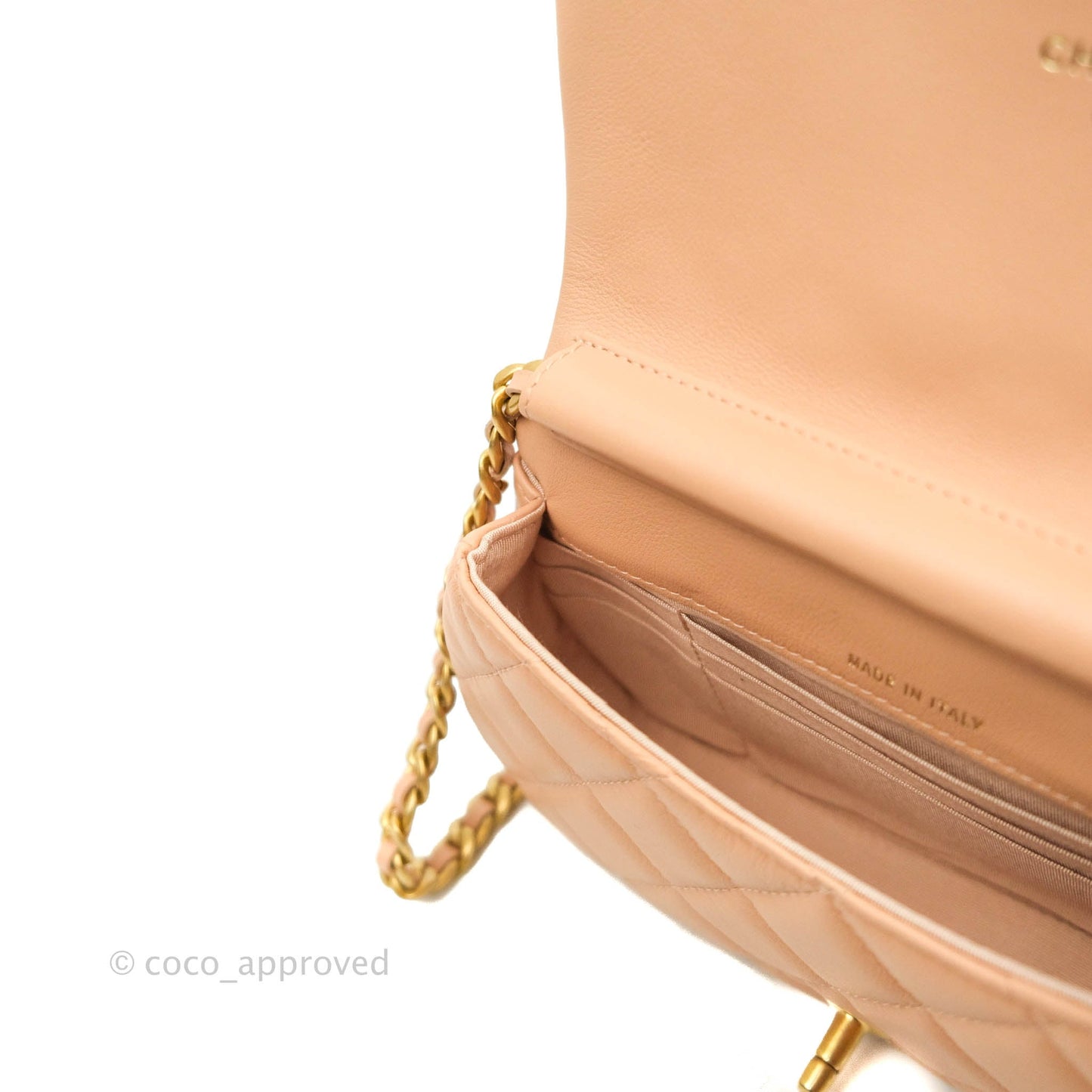 Chanel Clutch with Chain Beige Calfskin Aged Gold Hardware 21B