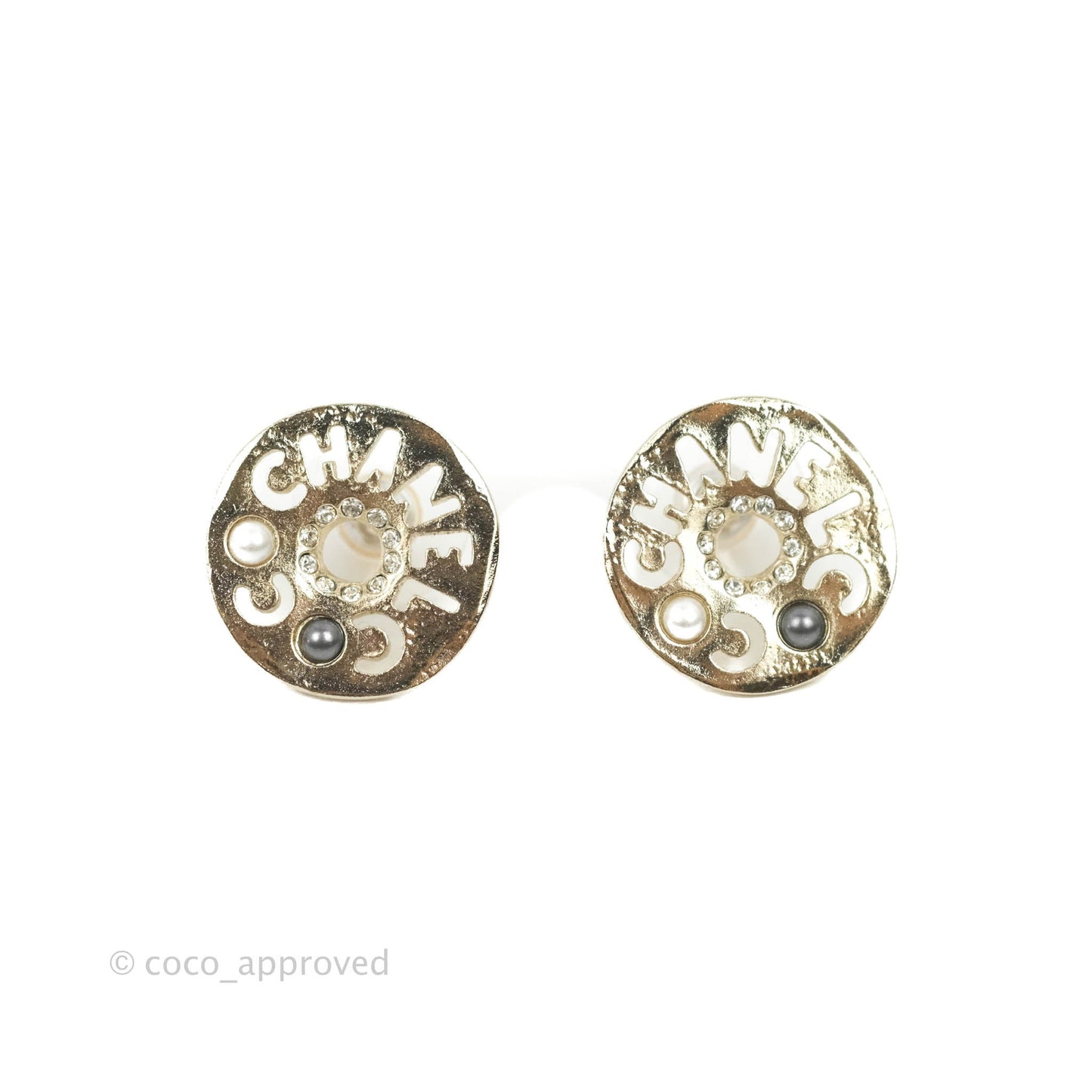 Chanel Egypt Coco Chanel Cutout Crystal Stud Earrings 19A