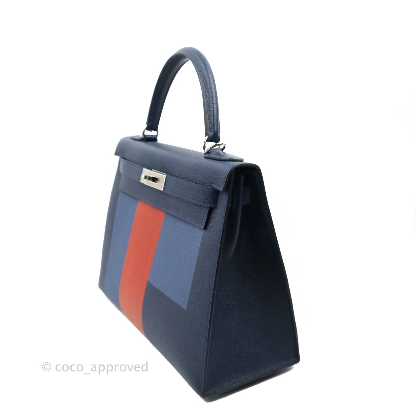 Hermès Kelly 28 Blue Epsom Palladium Hardware "Letter" Collection Limited Edition