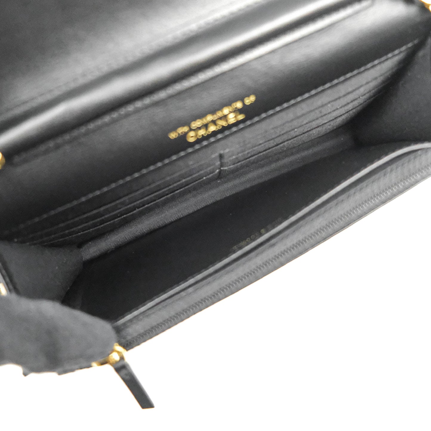 Chanel Quilted Wallet on Chain WOC Stitching Black Lambskin Gold Hardware