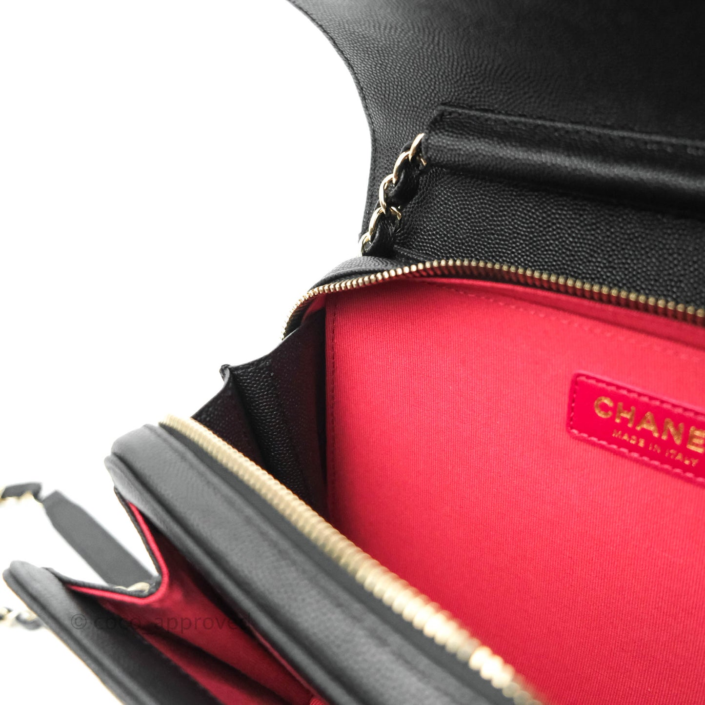 Chanel Quilted Like The Wallet Medium Flap Black Caviar Gold Hardware 22C