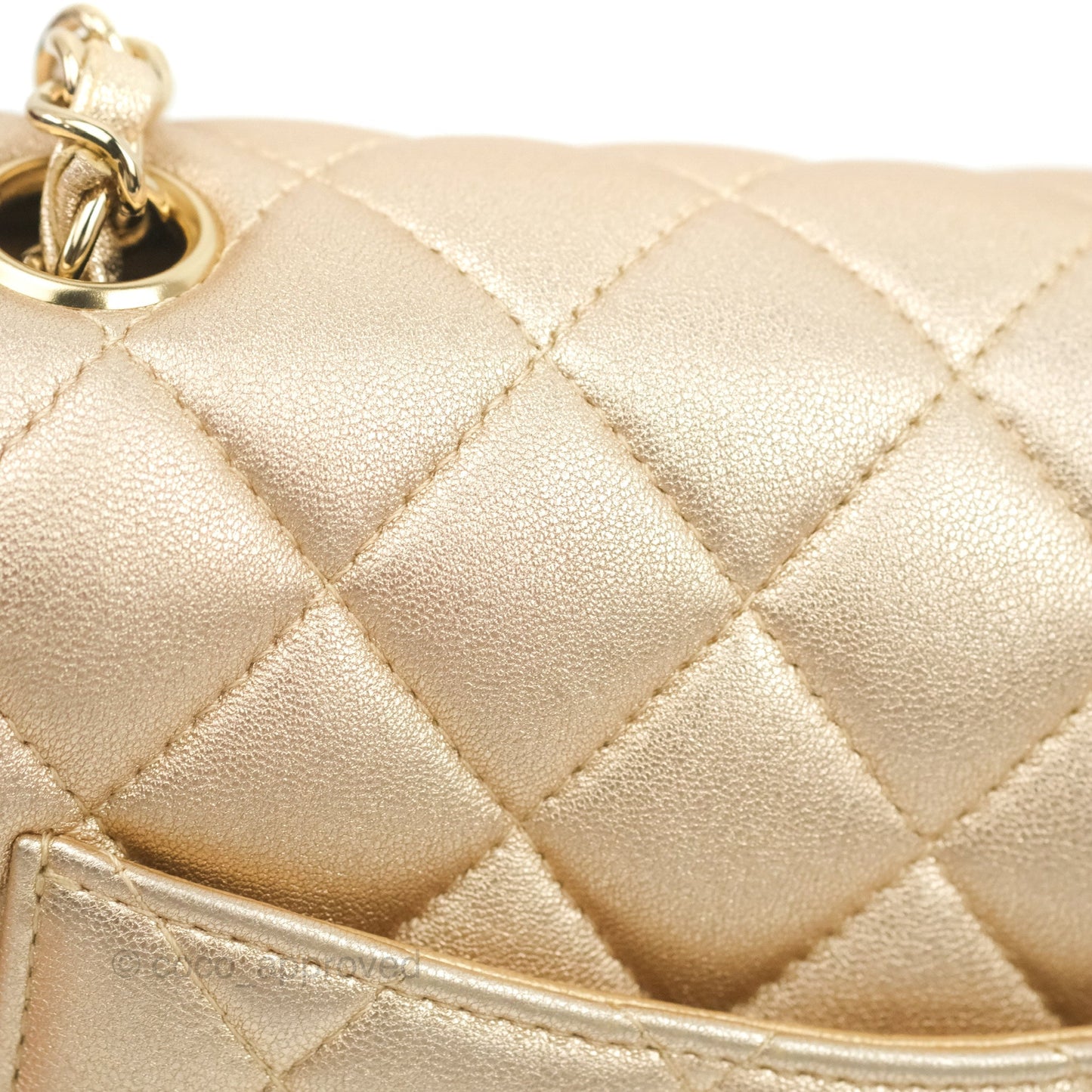 Chanel Quilted Mini Square Iridescent Gold Lambskin Gold Hardware 21P