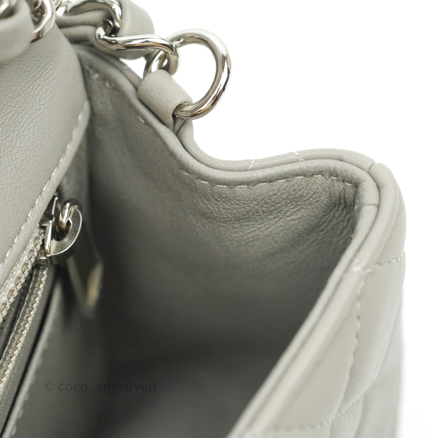 Chanel Quilted Mini Rectangular Grey Lambskin Silver Hardware 19B