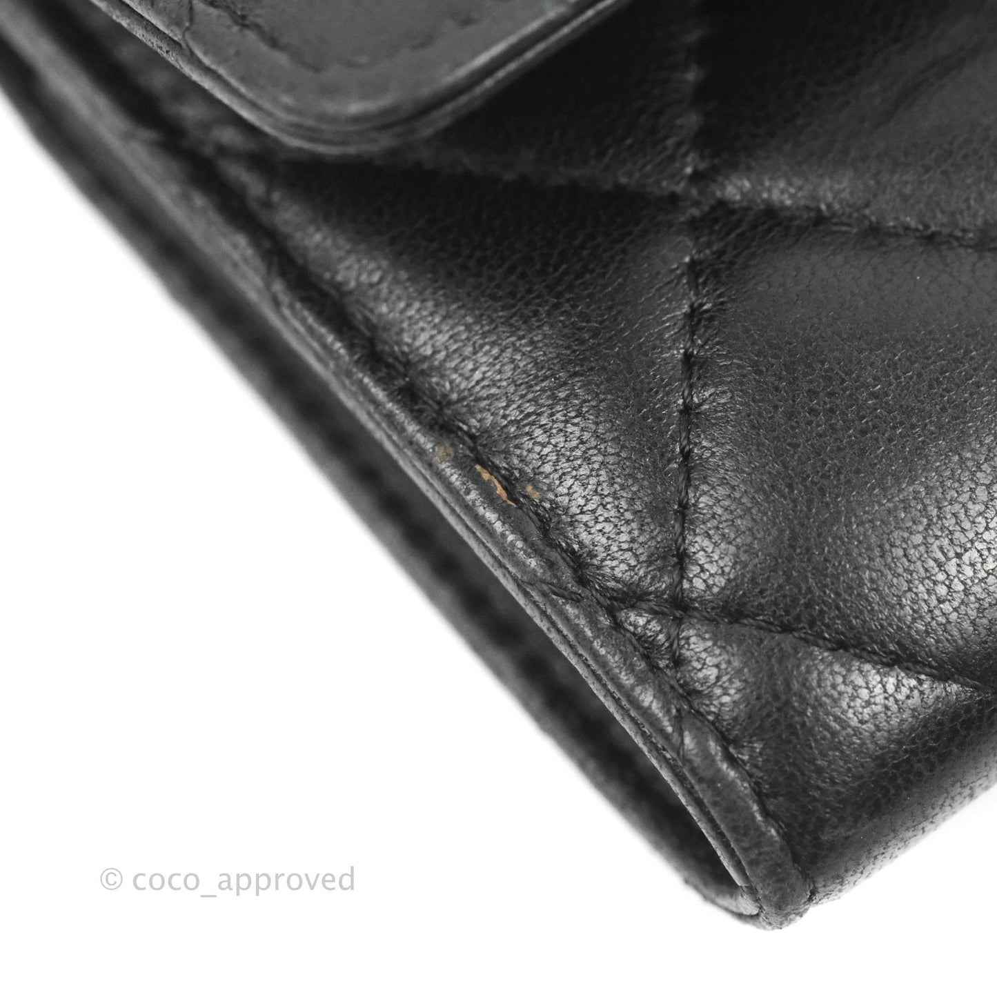 Chanel Quilted Small Flap Card Holder Black Lambskin Silver Hardware