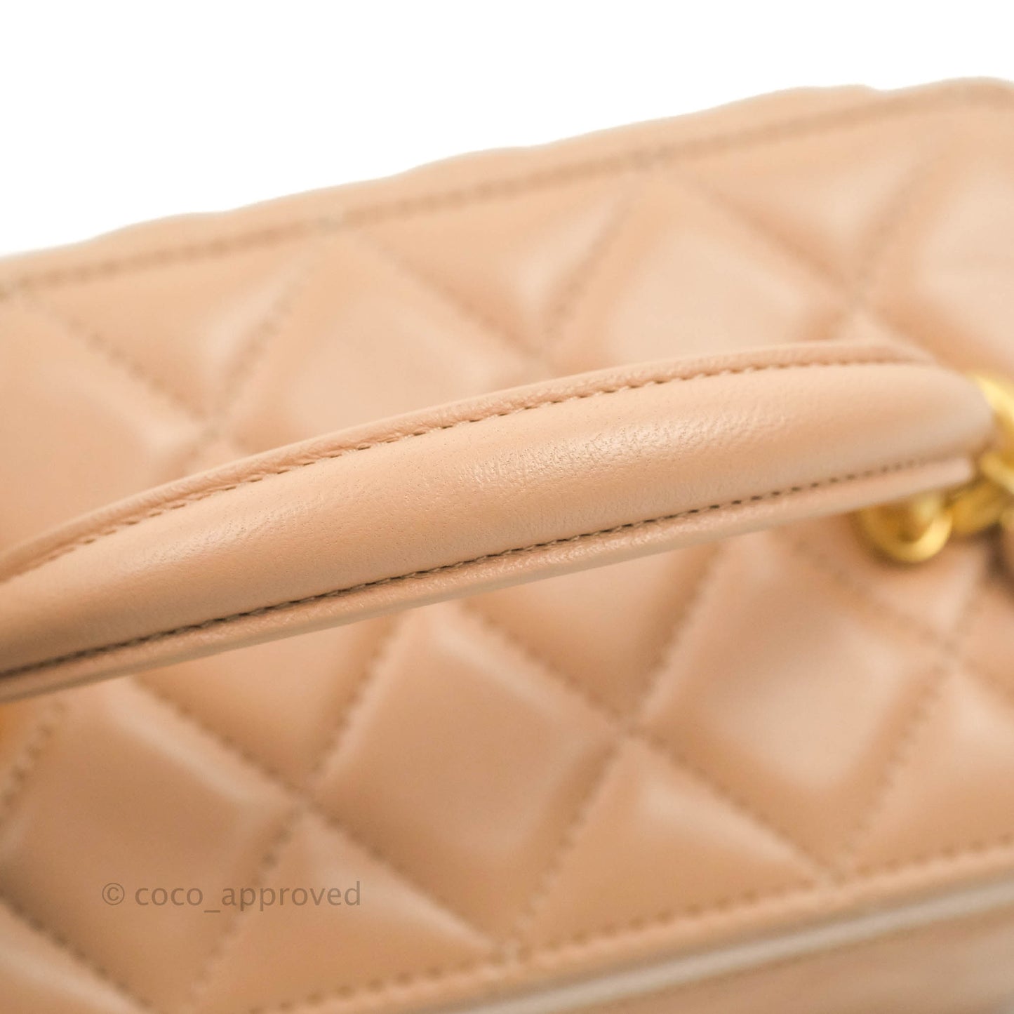 Chanel Vanity Rectangular Top Handle Beige Lambskin Gold Hardware