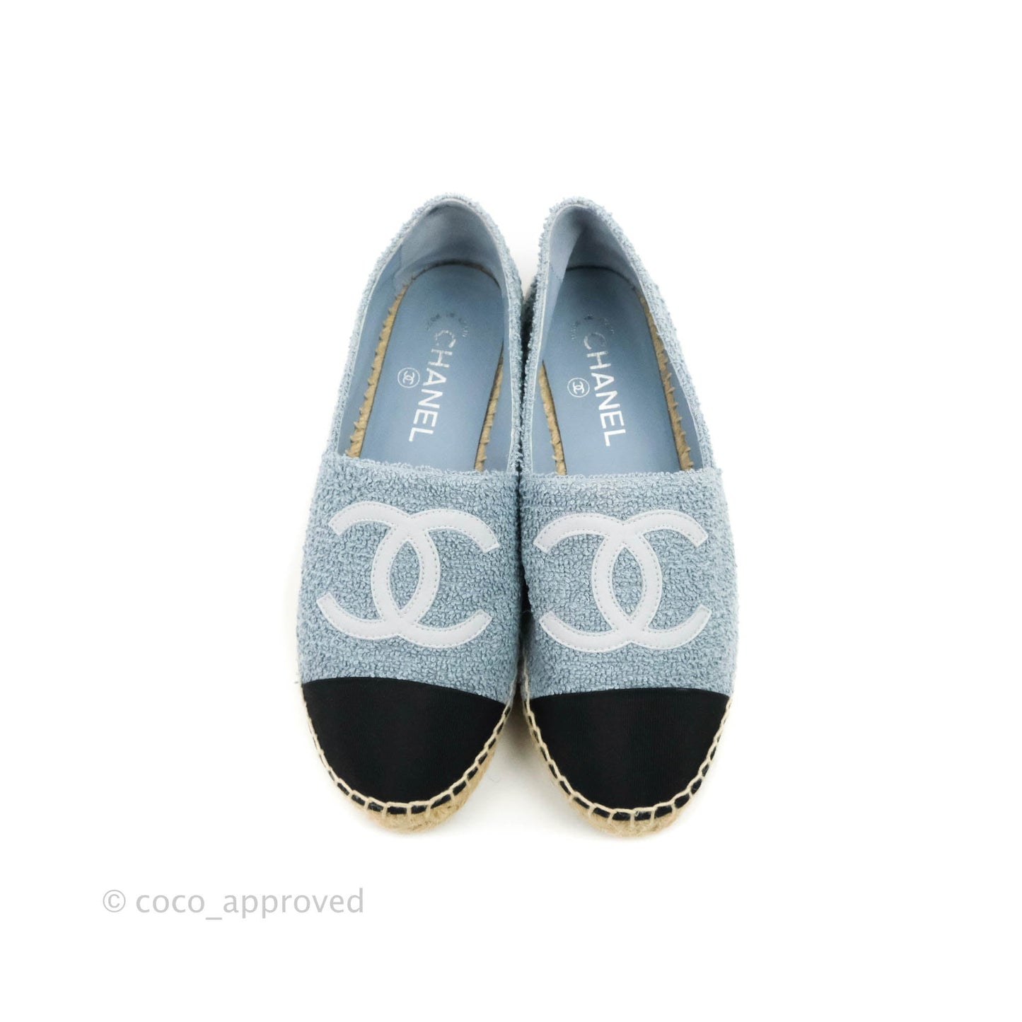 Chanel Espadrille Black Blue Tweed Size 38