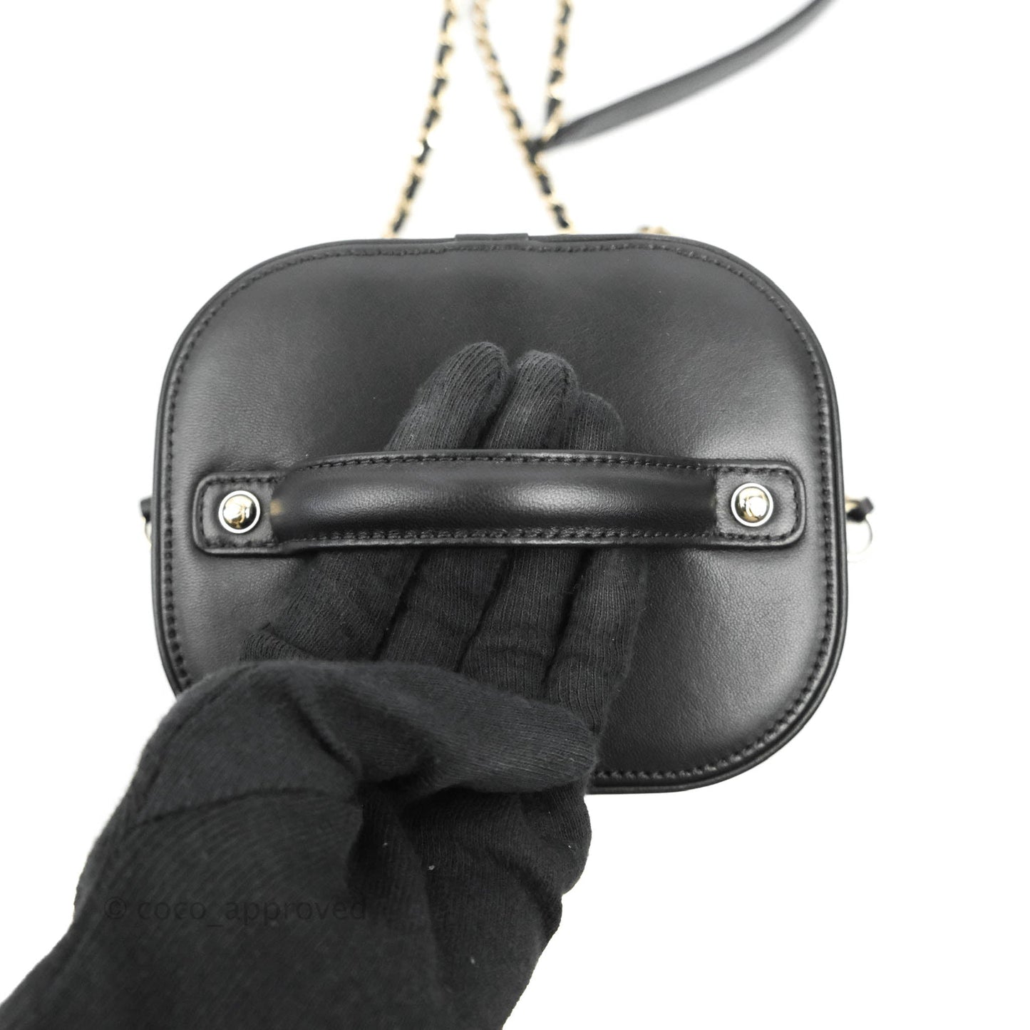 Chanel CC Mania Vanity Case Black Lambskin Gold Hardware