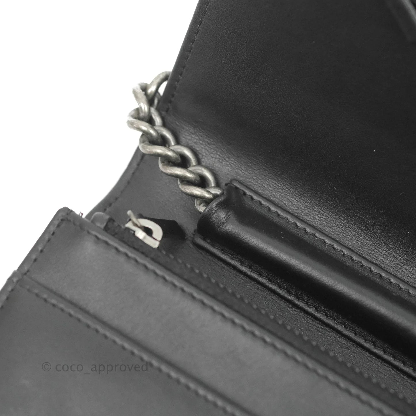 Chanel Quilted Boy Wallet on Chain WOC Black Caviar Ruthenium Hardware