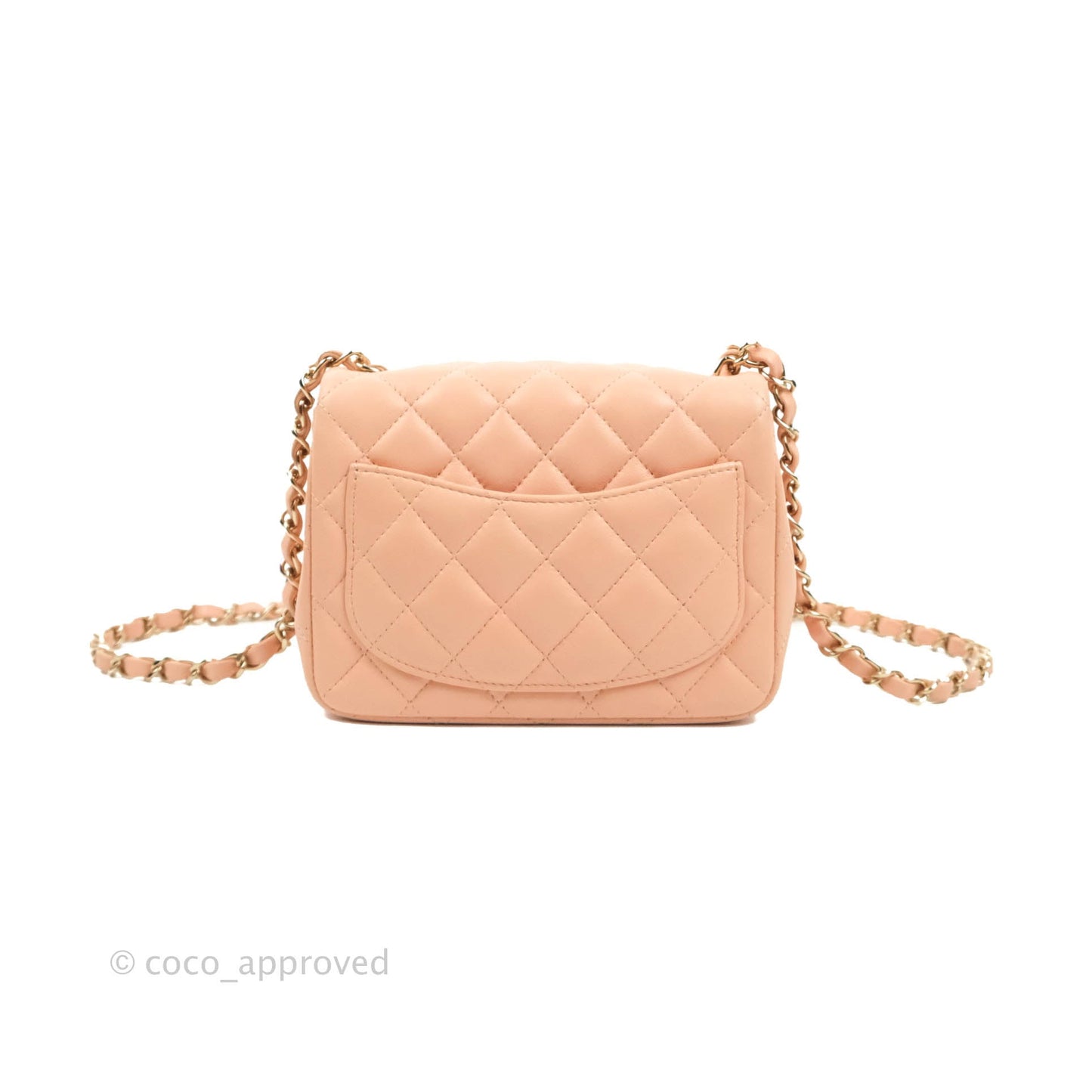 Chanel Quilted Mini Square Lambskin Light Beige Pink Gold Hardware