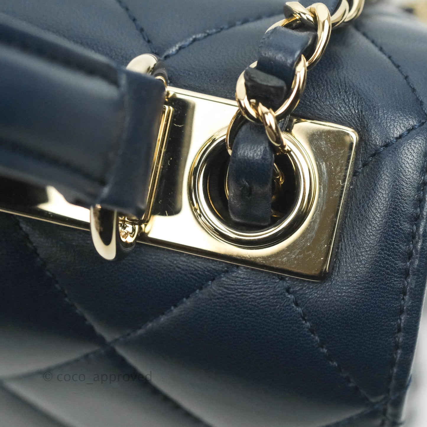Chanel Small Trendy CC Navy Lambskin Gold Hardware