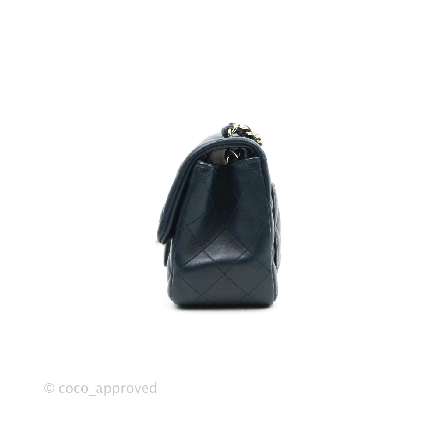Chanel Quilted Mini Square Navy Lambskin Gold Hardware